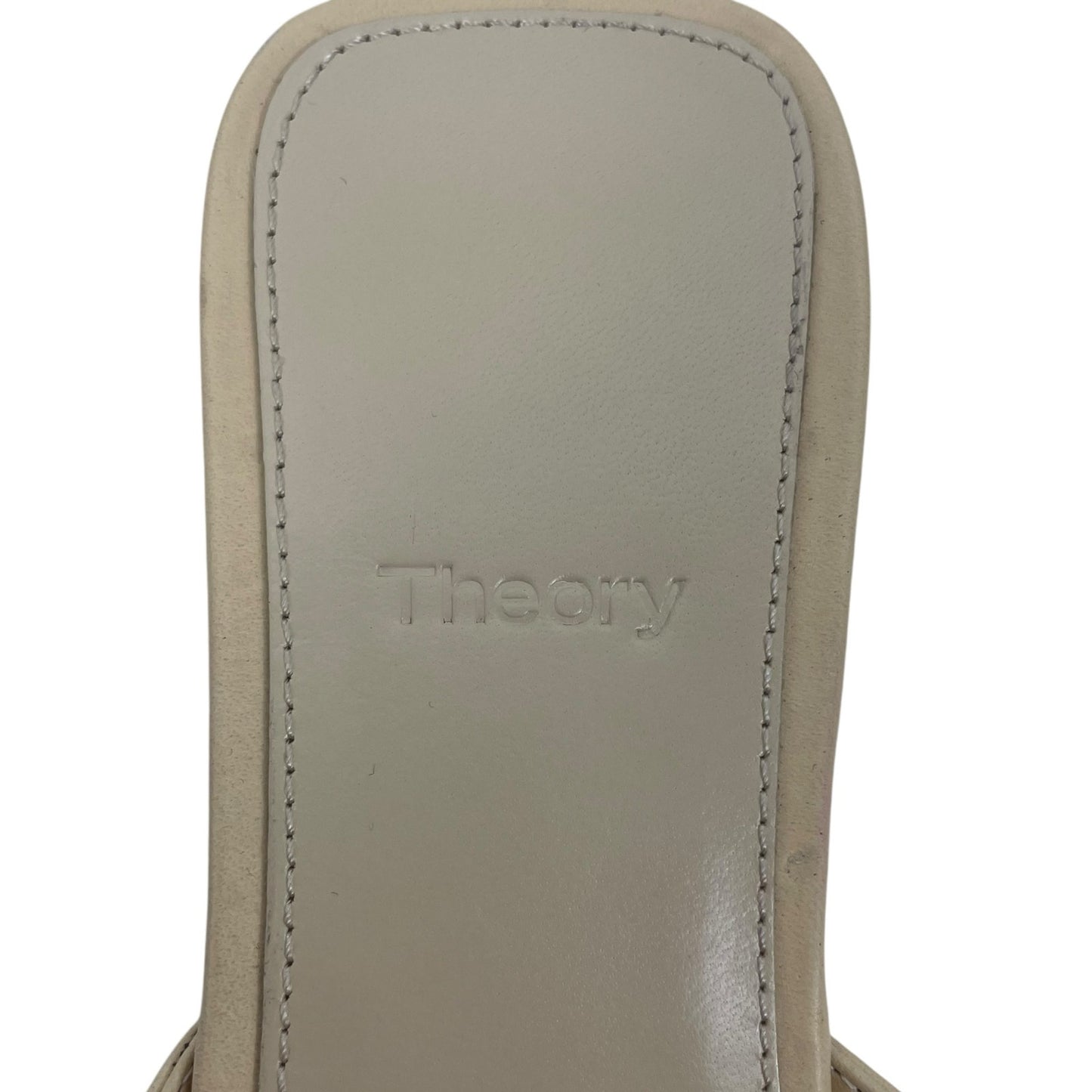Theory Twisted Leather Sandal Slide Open Toe Beige Women Size 38