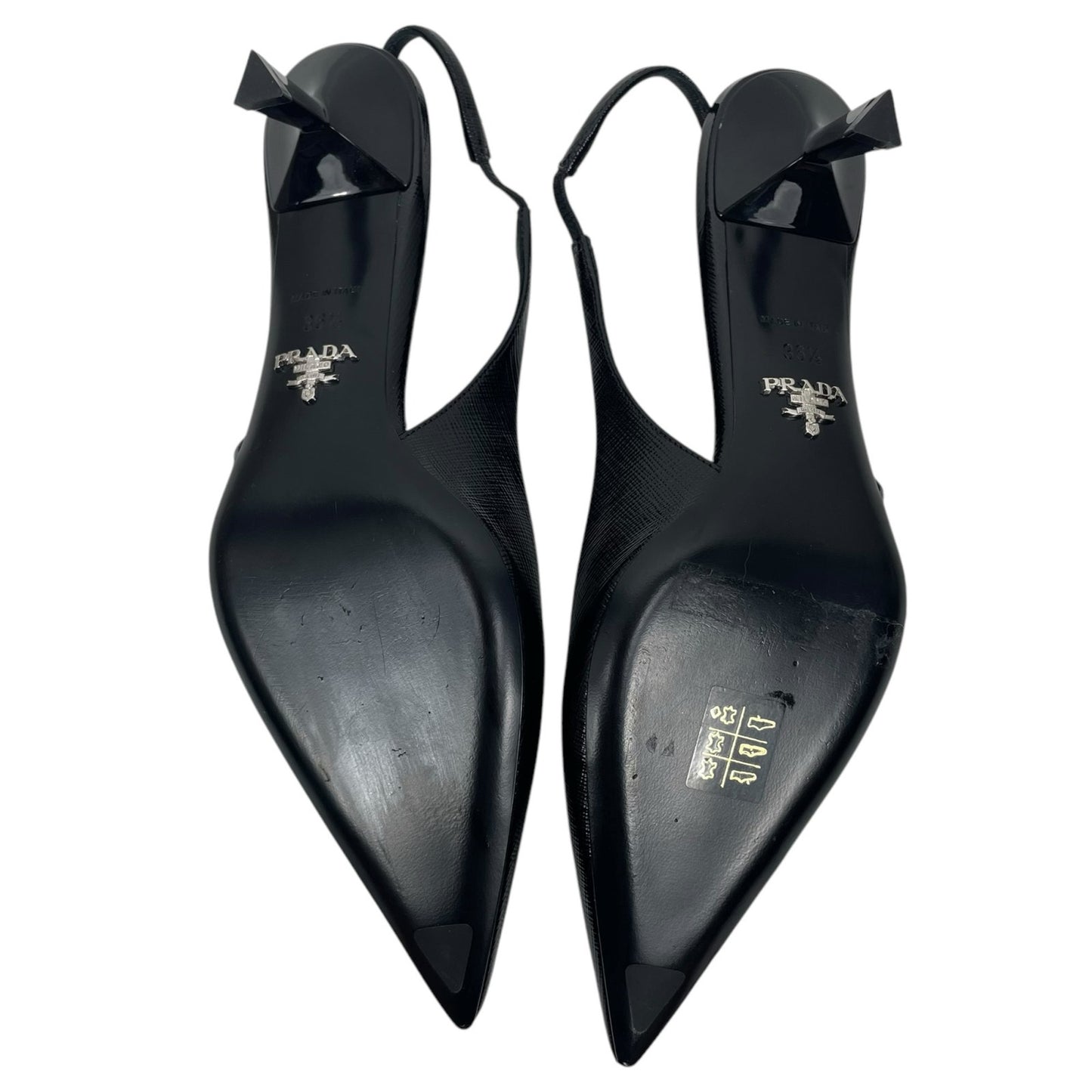 Prada Modellerie Pointed Toe Leather Slingback Pumps Black Size 36.5