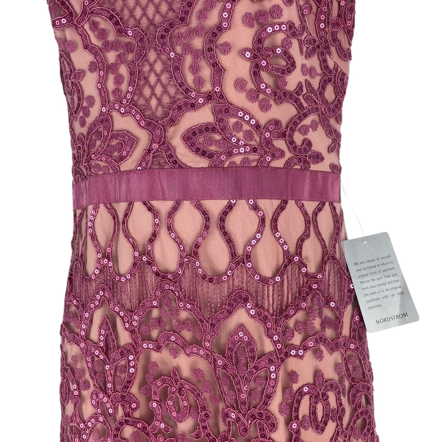 Tadashi Shoji Miranda Sequin Embroidered Cocktail Dress Mauve Size 4