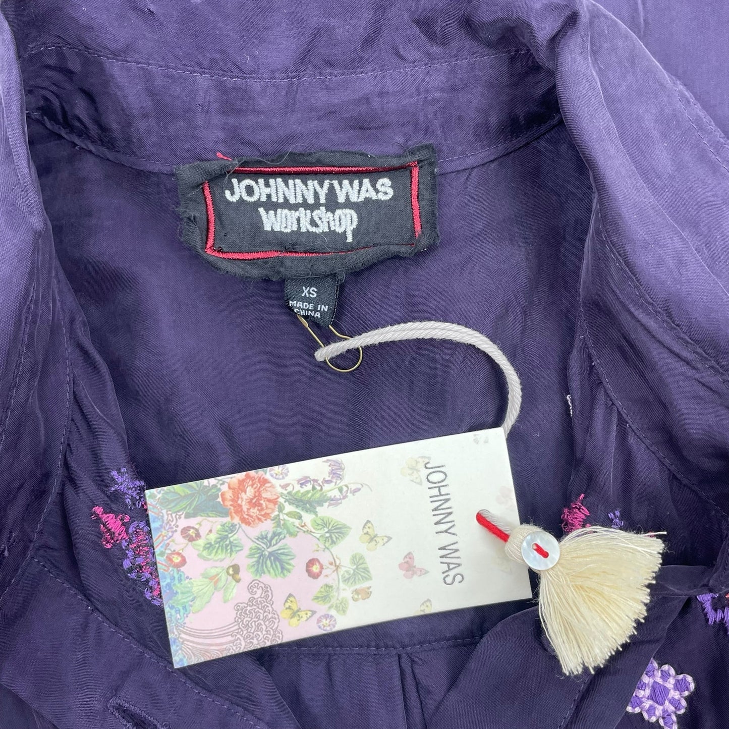 Johnny Was Curacao Floral Embroidered Oversized Tunic Shirt Size XS