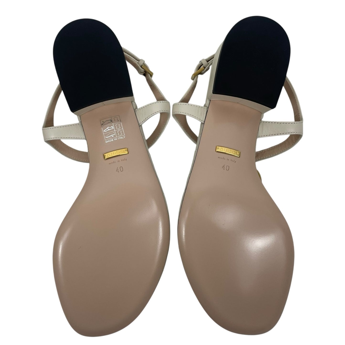 NEW Gucci Marmont GG Thong Slingback Heel Sandals Mystic White Size 40