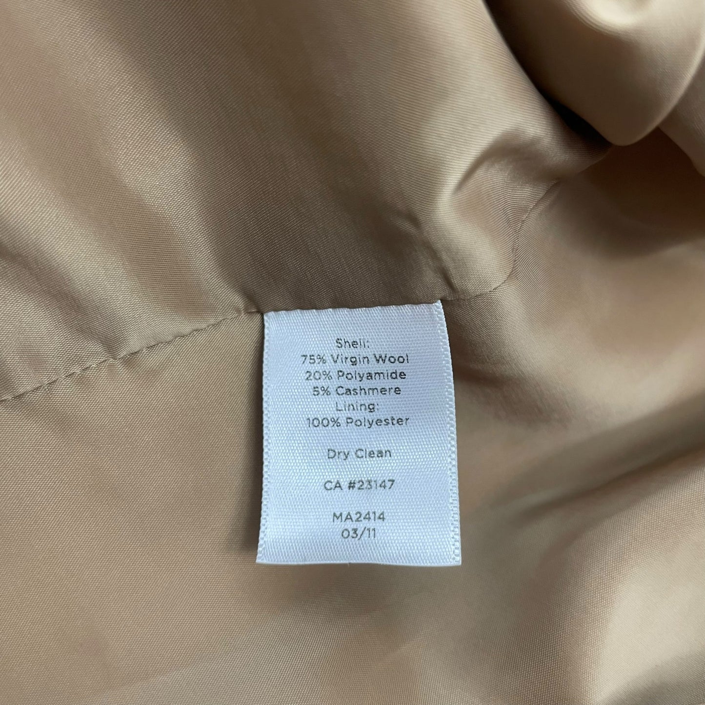 Talbots Wool Cashmere Blend Hidden Button Car Coat Dark Camel Size 14P