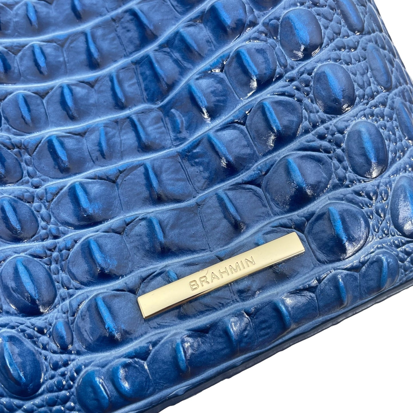 Brahmin Mini Amelia Bucket Bag Melbourne Croc Embossed Electric Blue