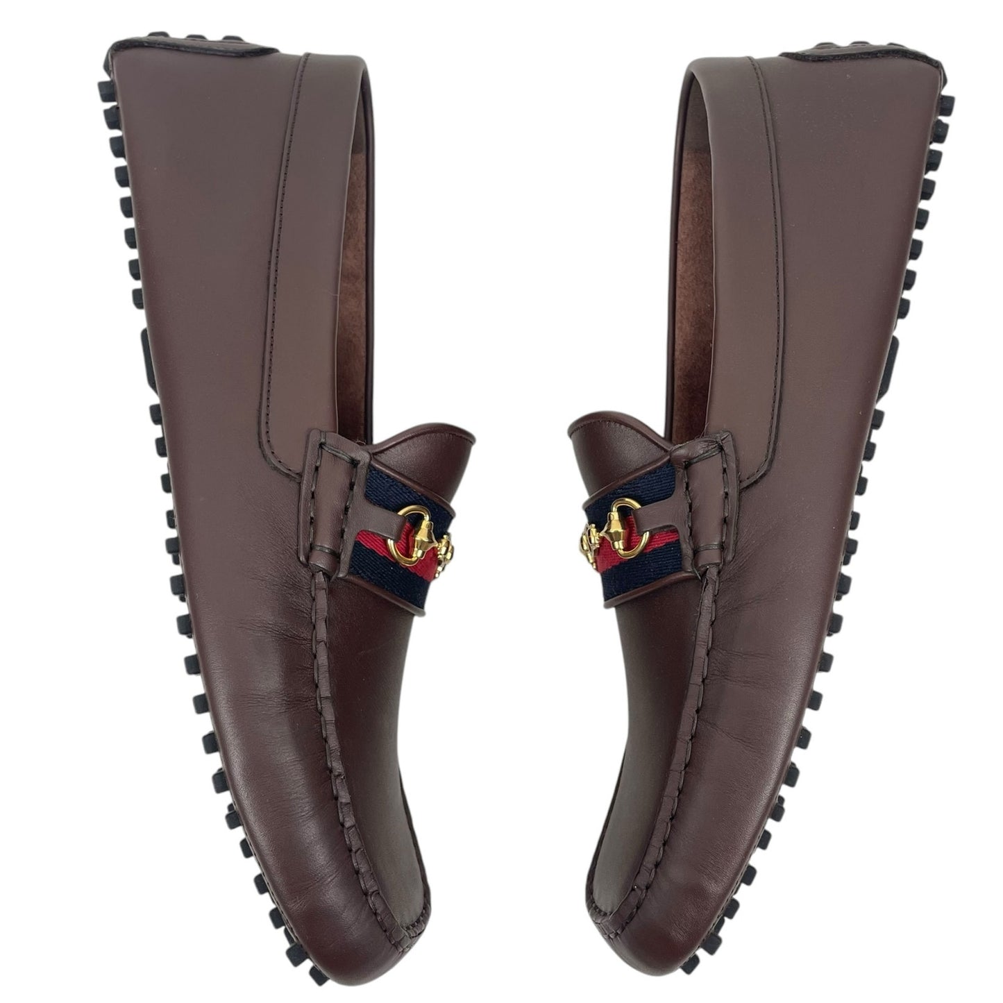 Gucci Ayrton Web GG Logo Horsebit Leather Driver Loafer Brown Size 13