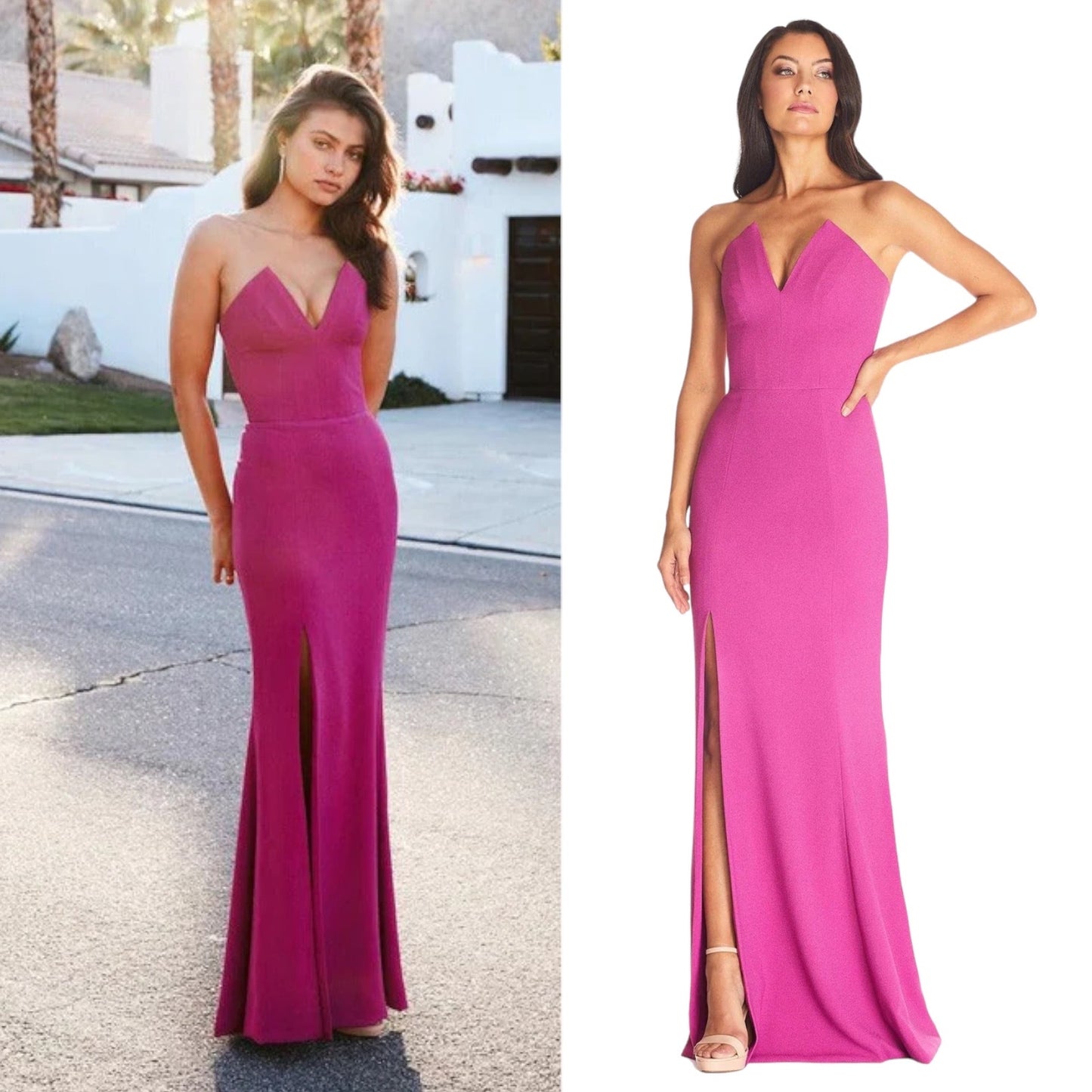 Dress the Population Fernanda Strapless Evening Gown Pink Size S