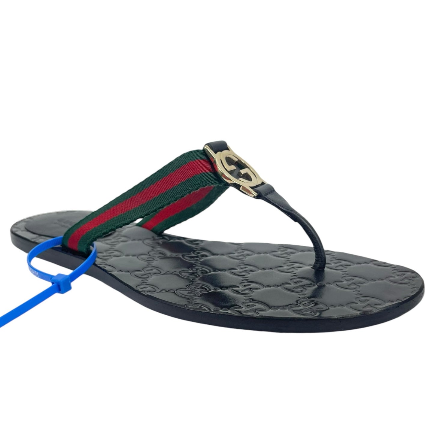 Gucci Interlocking GG Web Strap Thong Sandals Black Size 37