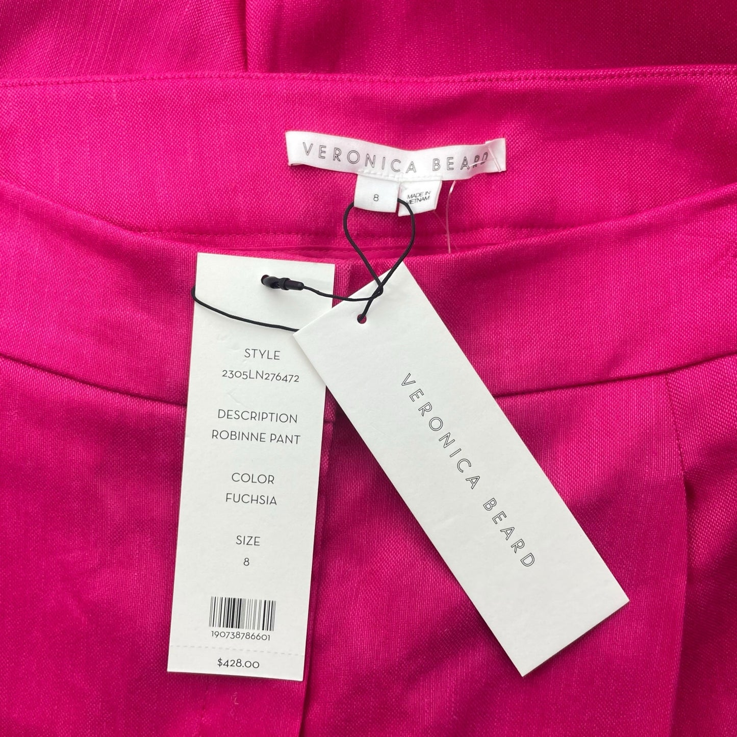 Veronica Beard Robinne Wide Leg Linen Blend Pants Fuchsia Pink Size 8