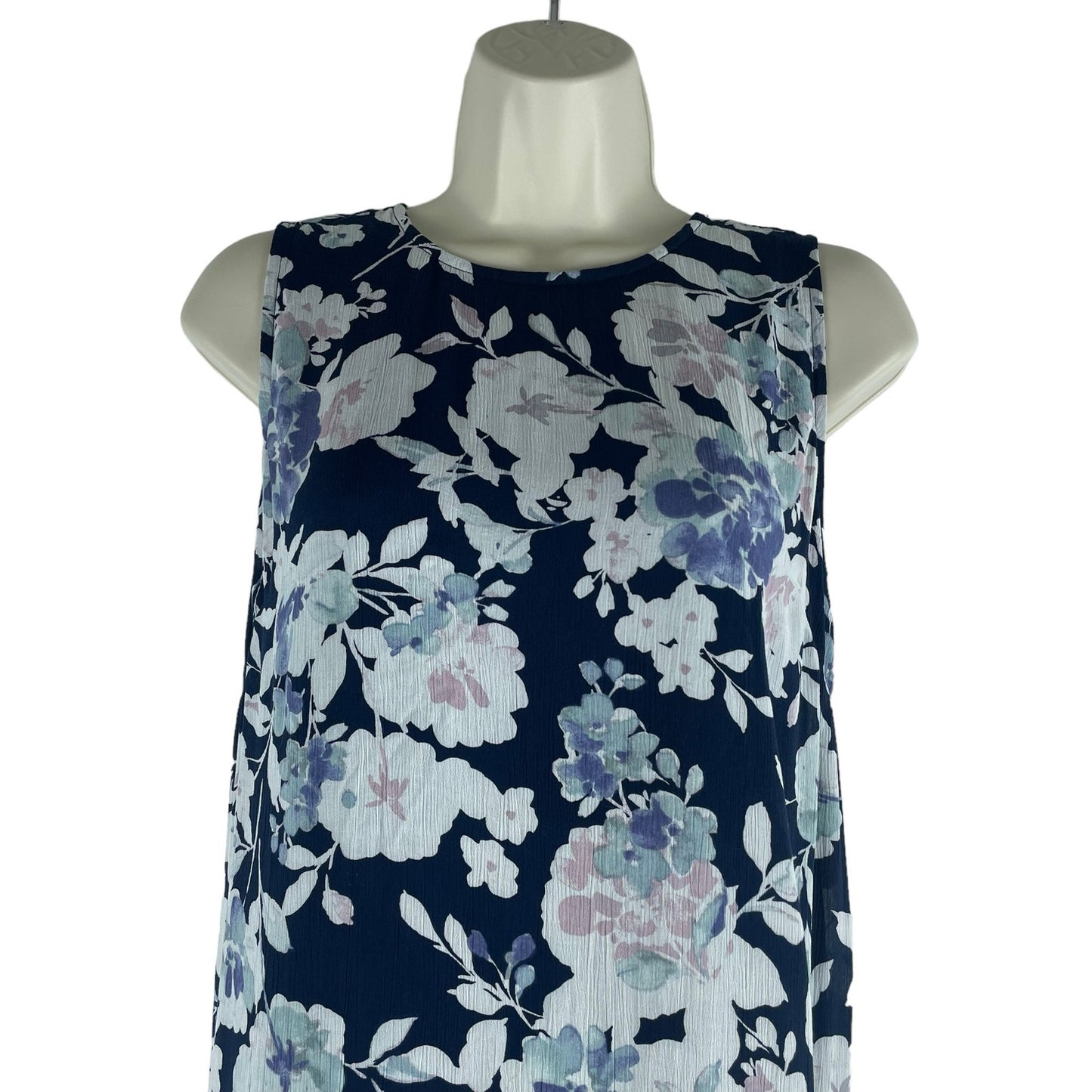J. Jill Floral Printed Gauze Ruffle Hem Midi Dress Navy Blue Size XSP