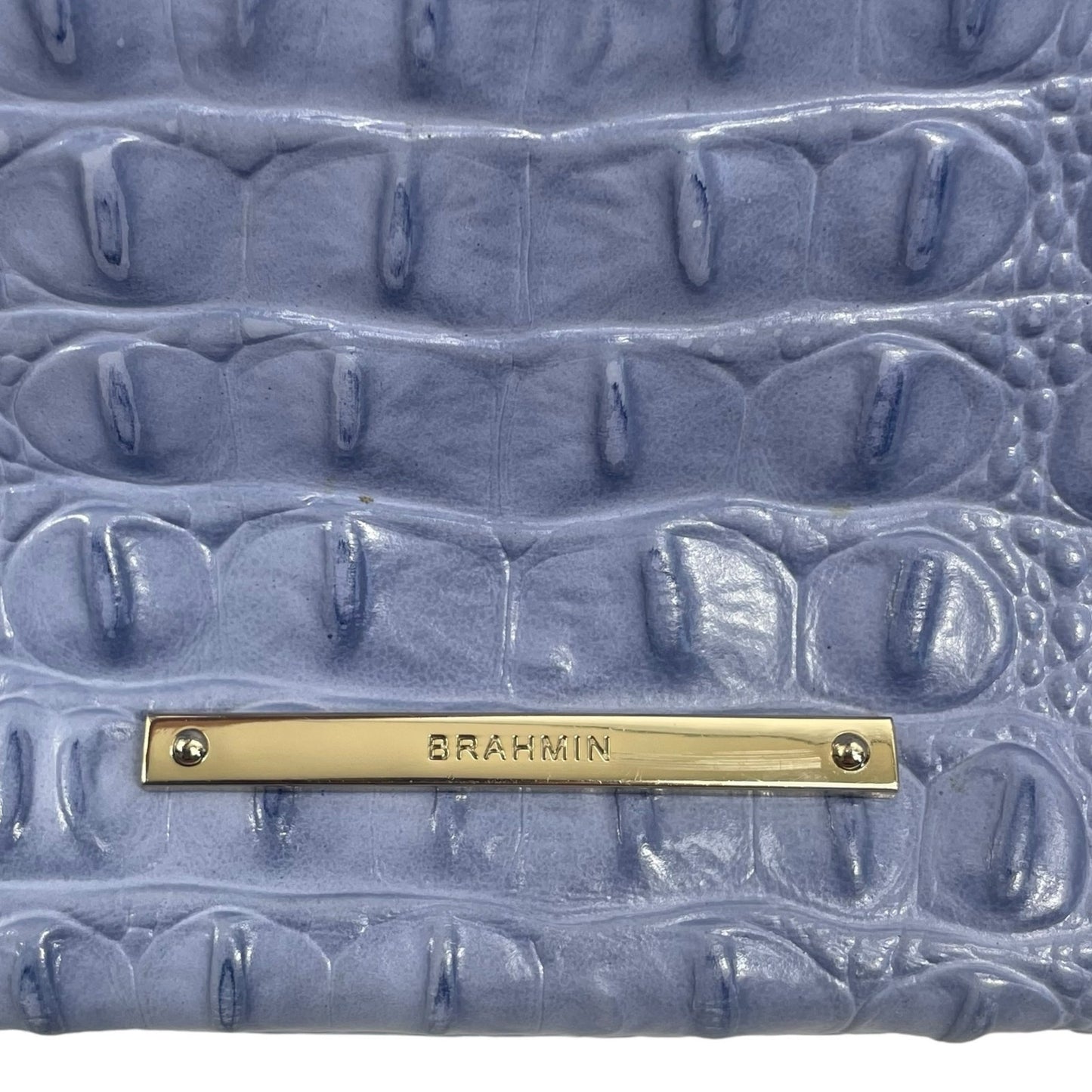 Brahmin Marianna Melbourne Leather Tote Bag Periwinkle Blue Croc Embossed