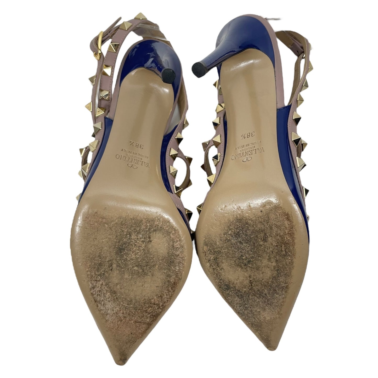 Valentino Garavani Rockstud 100mm Two Tone Caged Pump Blue Pink Size 38.5