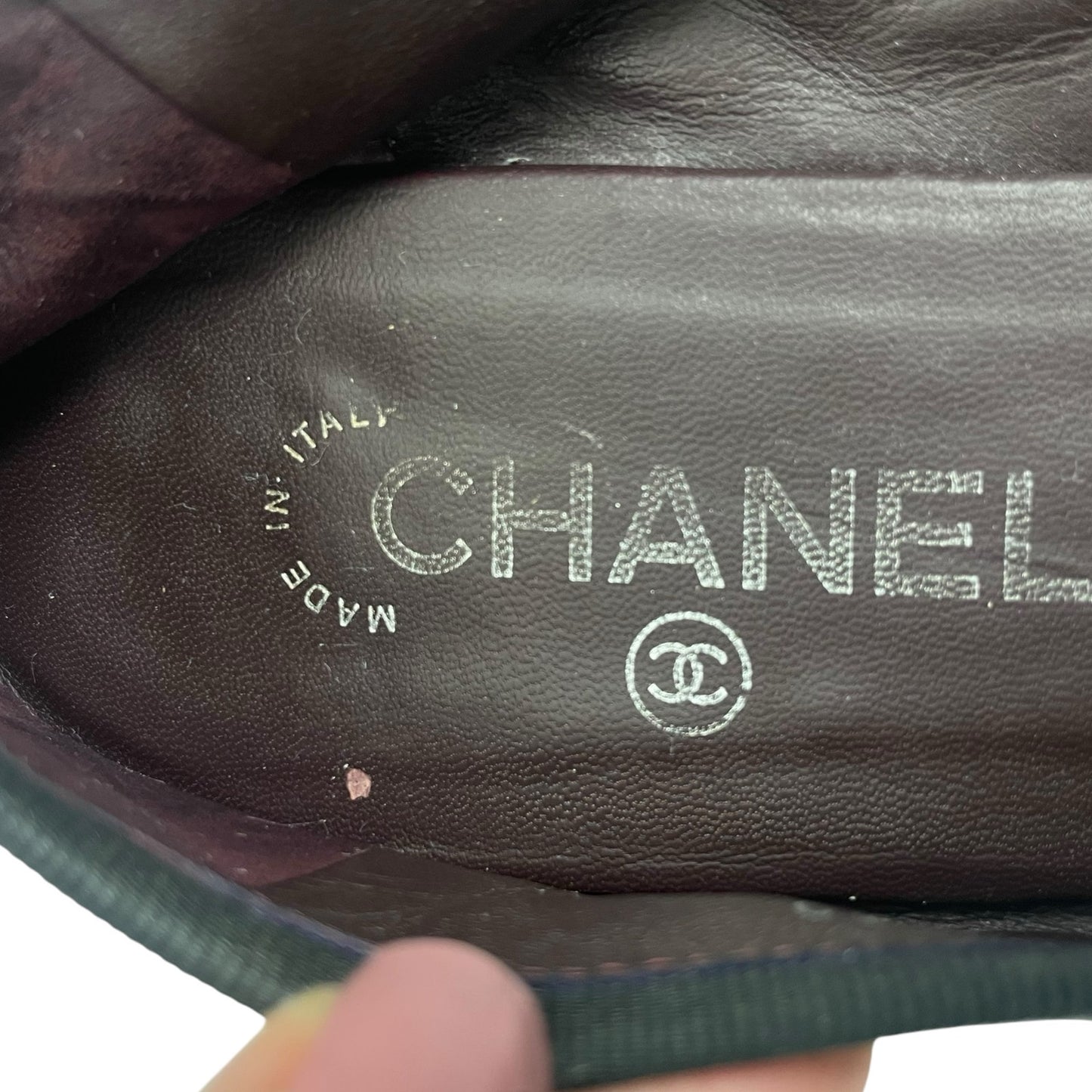 Chanel Cap Toe CC Logo Bow Quilted Leather Ballet Flats Black Size 40