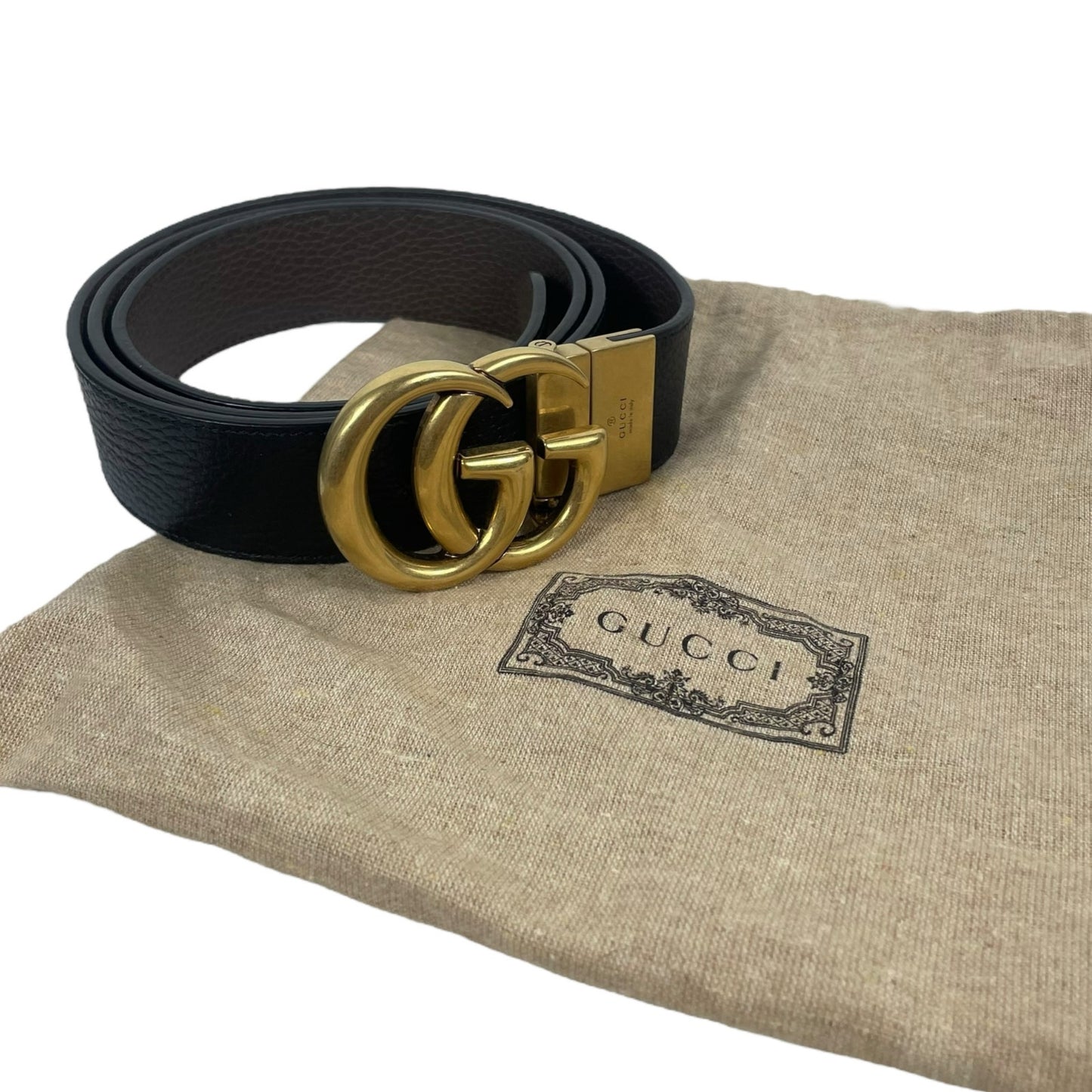 Gucci Double GG Reversible Leather Belt Black Brown Size 115/ 46