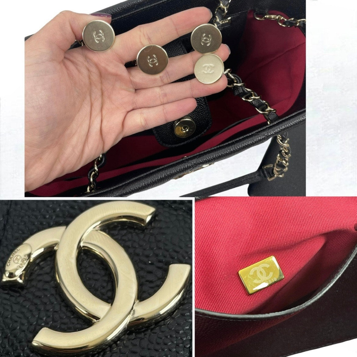 Chanel Quilted Caviar Leather Shoulder Bag Purse Pouch Black 2023