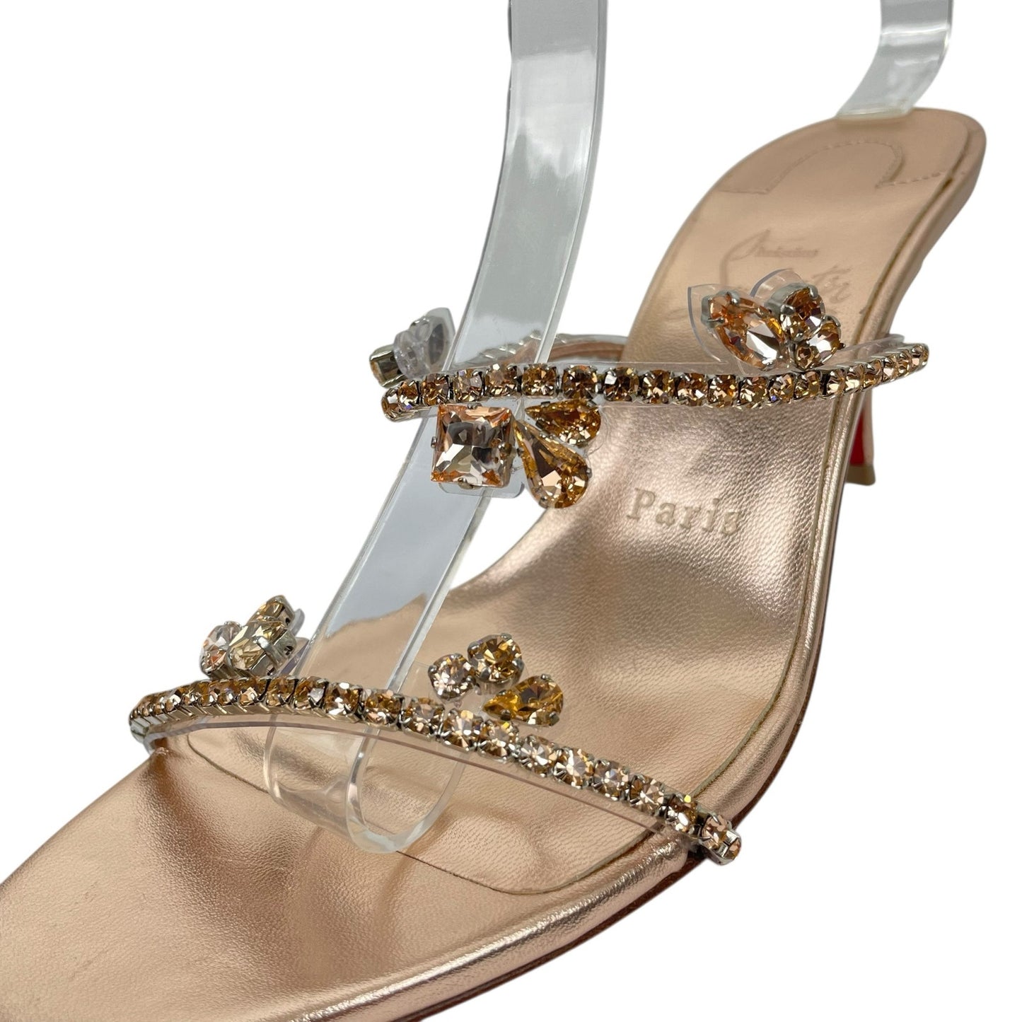 Christian Louboutin Just Queen 70 Crystal Mule Sandal Gold Size 38