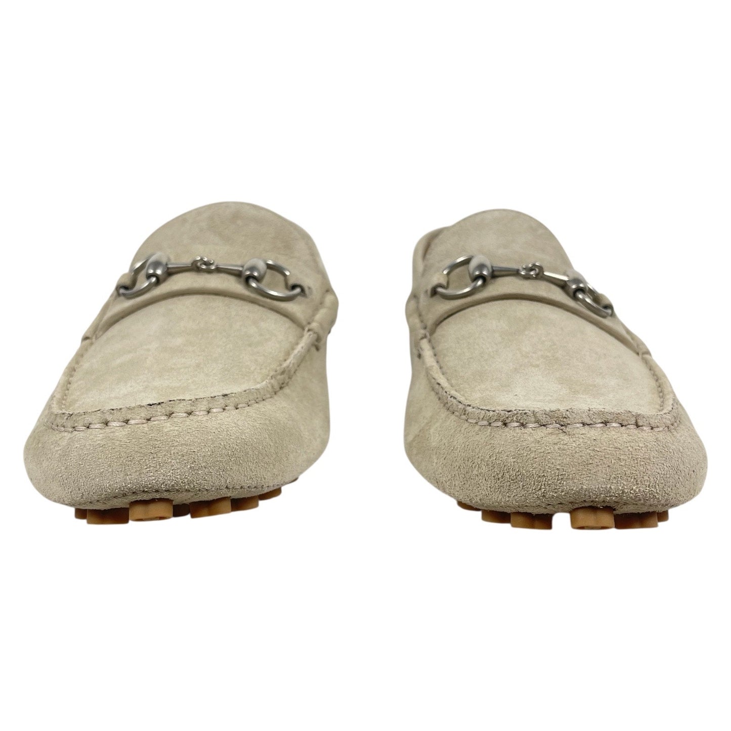 Gucci Horsebit Suede Driver Loafers Moccasin Oatmeal Beige Size 8 US 8.5