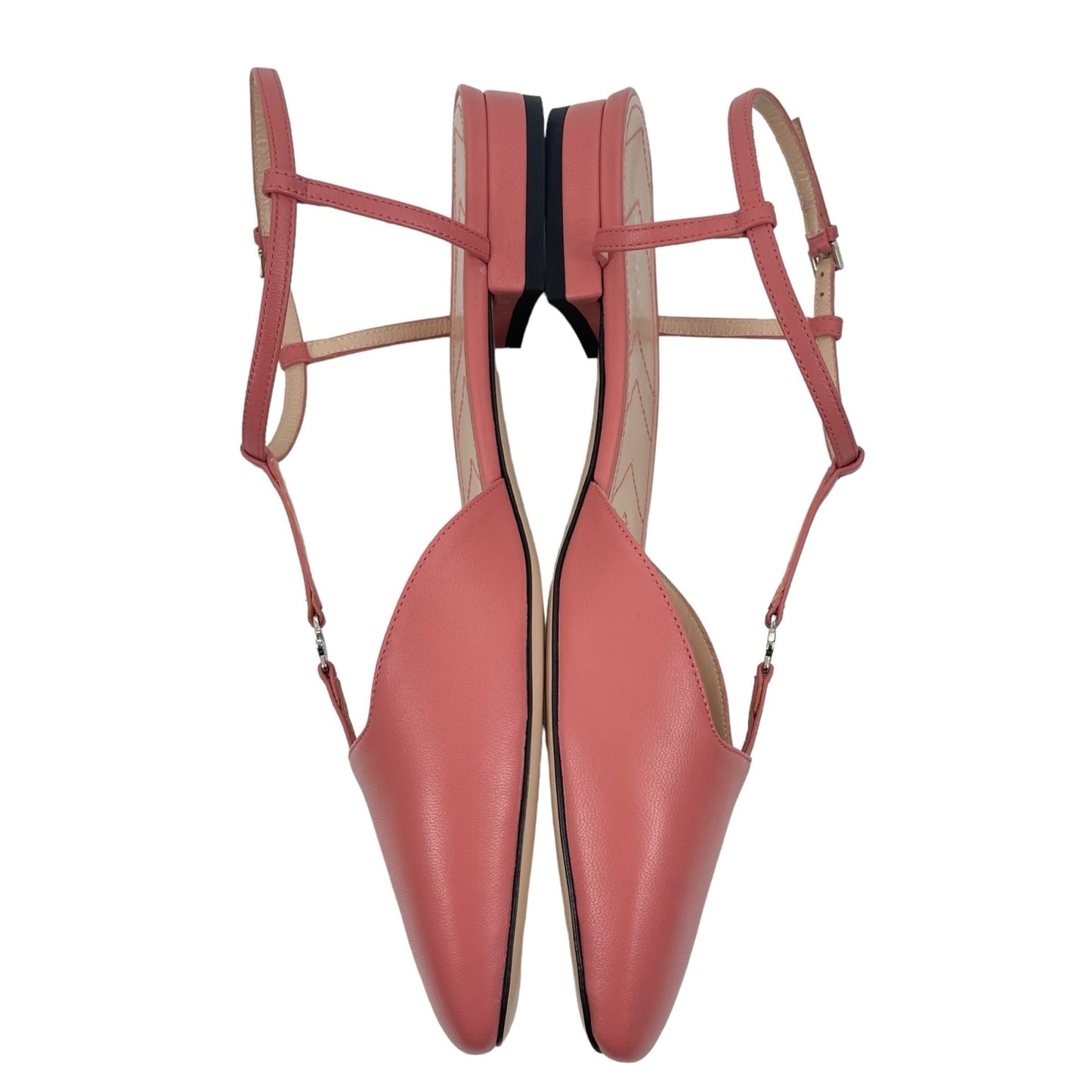NEW Gucci Double GG T Strap Patent Leather Ballet Flat Pink Size 39.5
