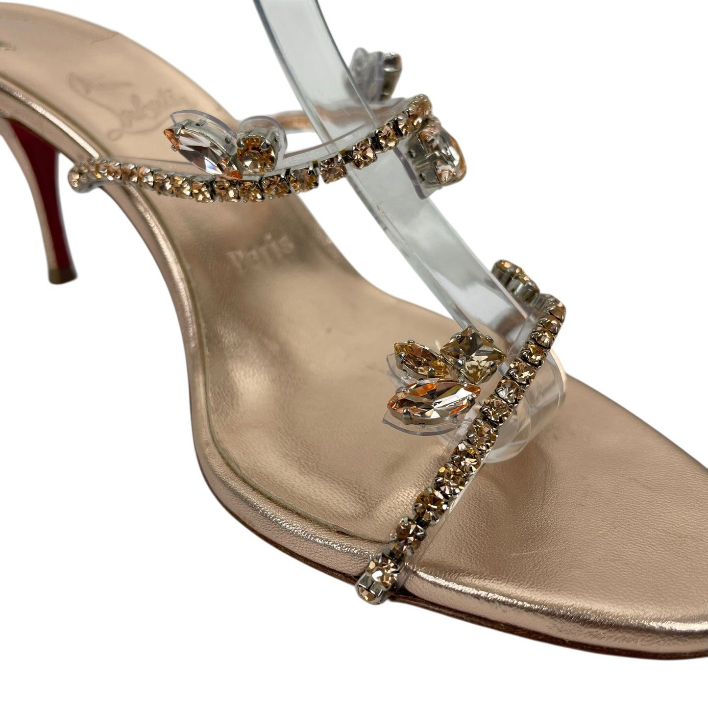 Christian Louboutin Just Queen 70 Crystal Mule Sandal Gold Size 38
