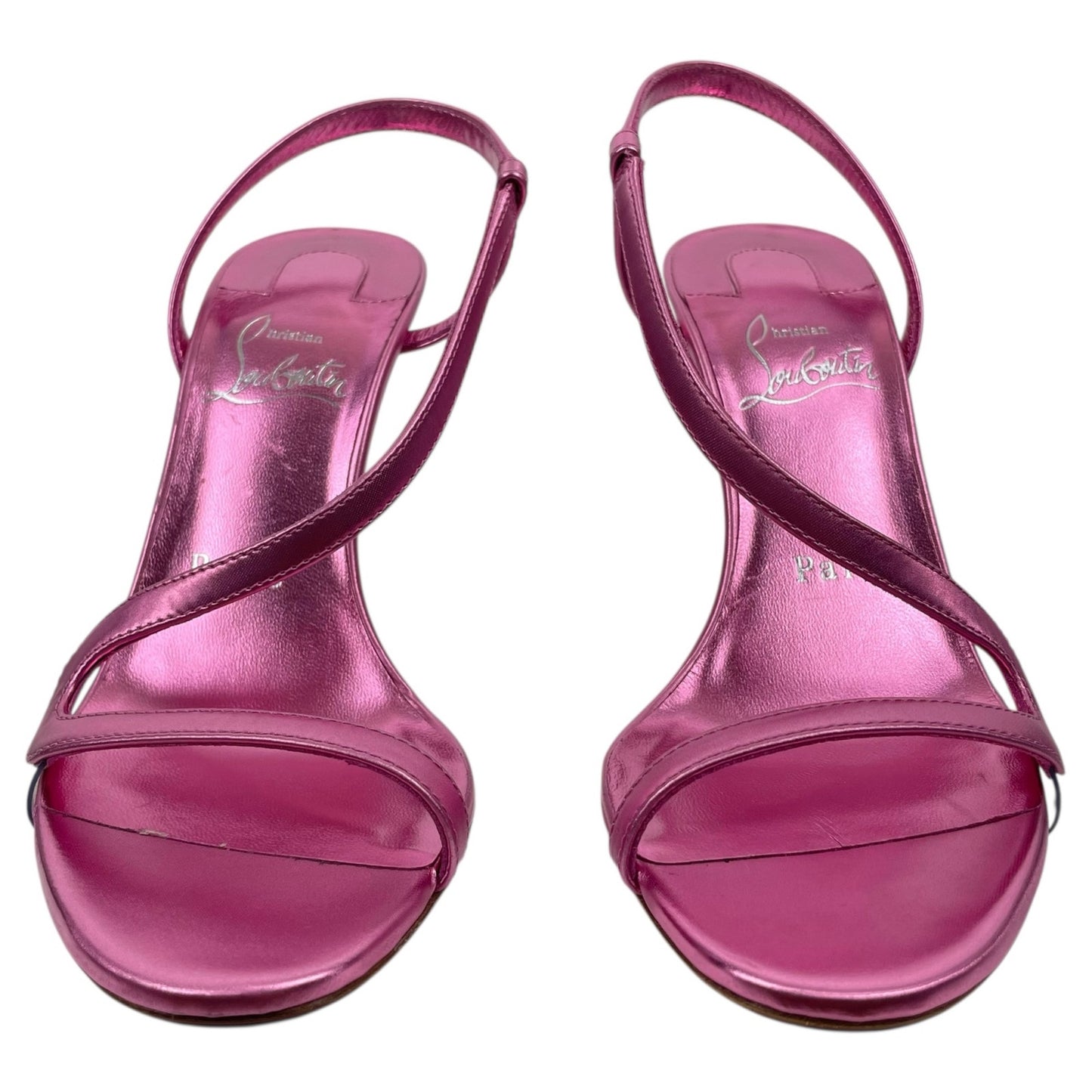 Christian Louboutin Rosalie 100 Leather Heeled Sandals Pink Size 36