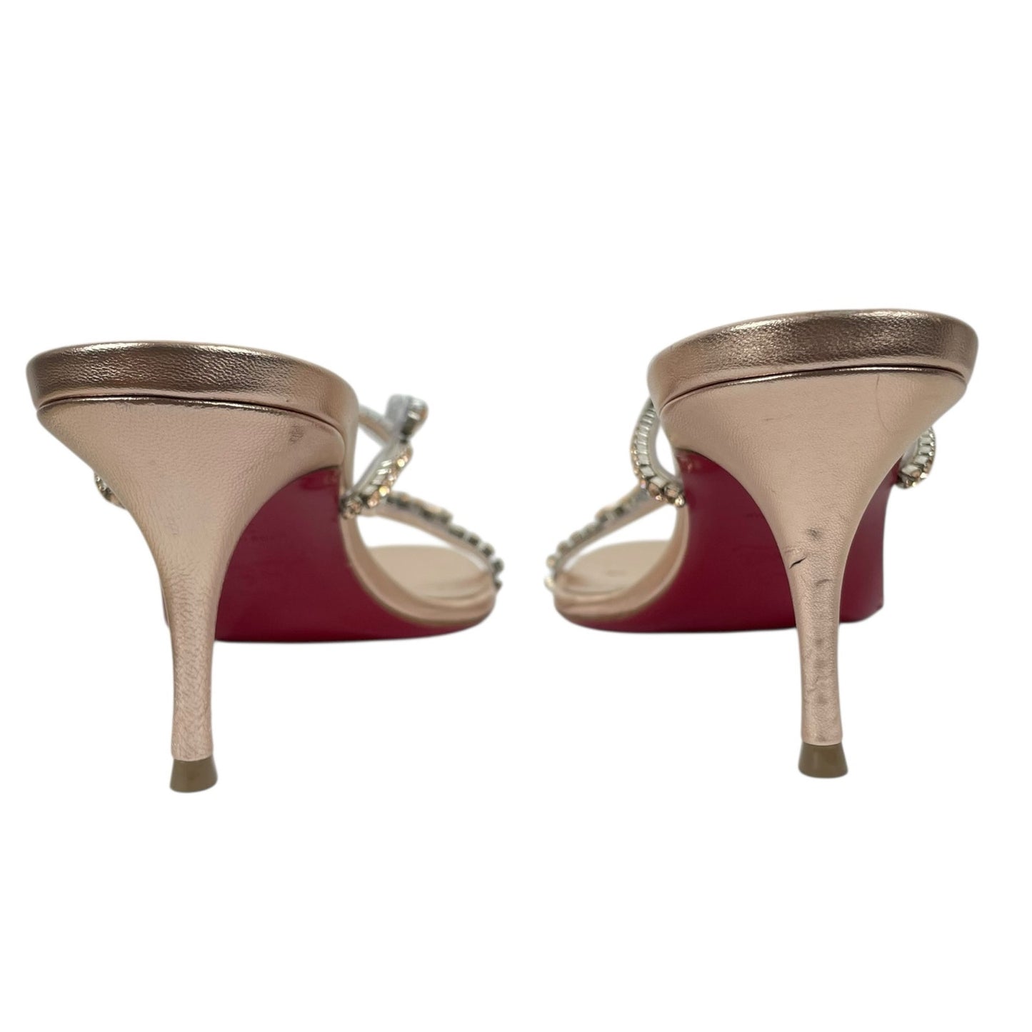 Christian Louboutin Just Queen 70 Crystal Mule Sandal Gold Size 38