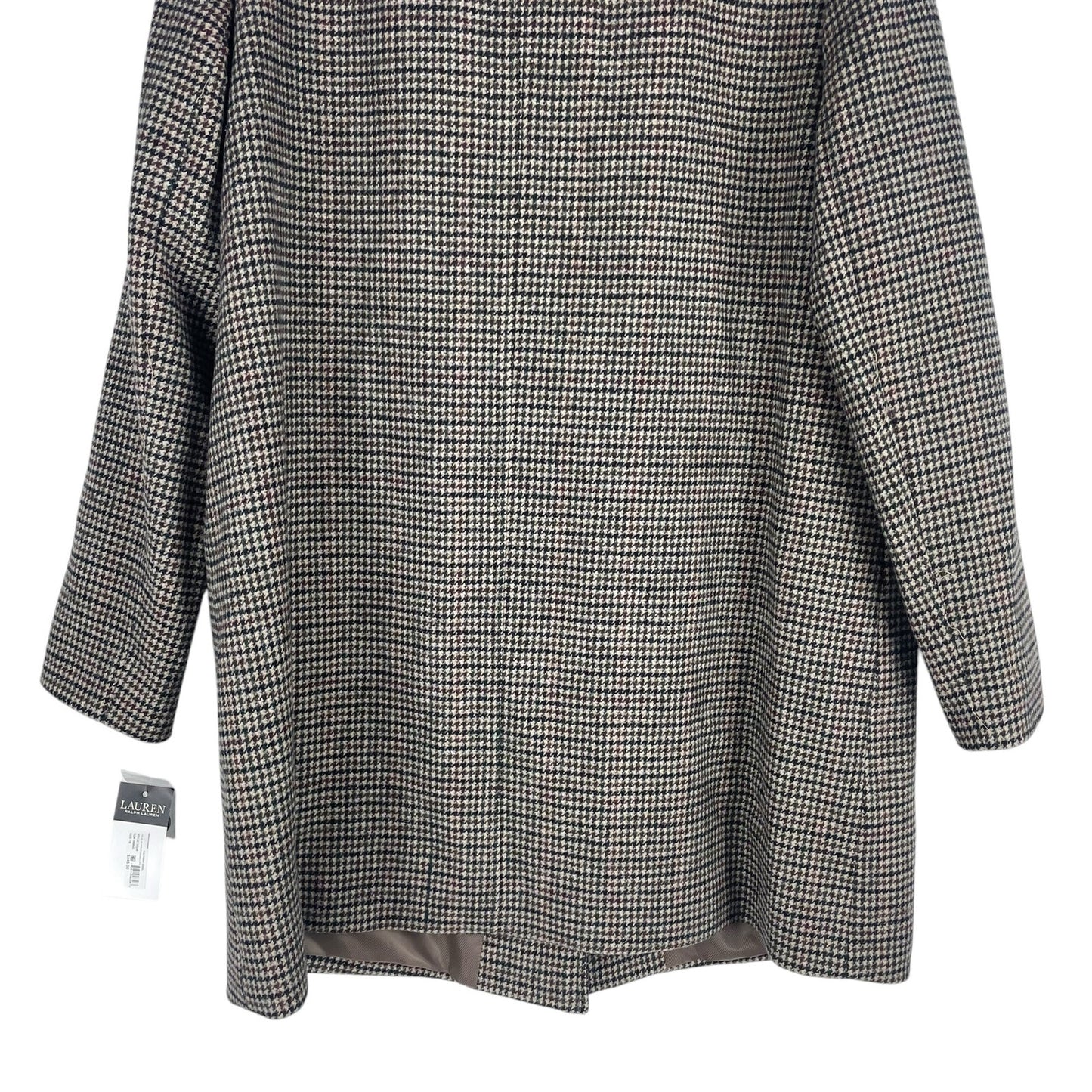 Lauren Ralph Lauren Tab Front Wool Coat Merlot Houndstooth Size 18