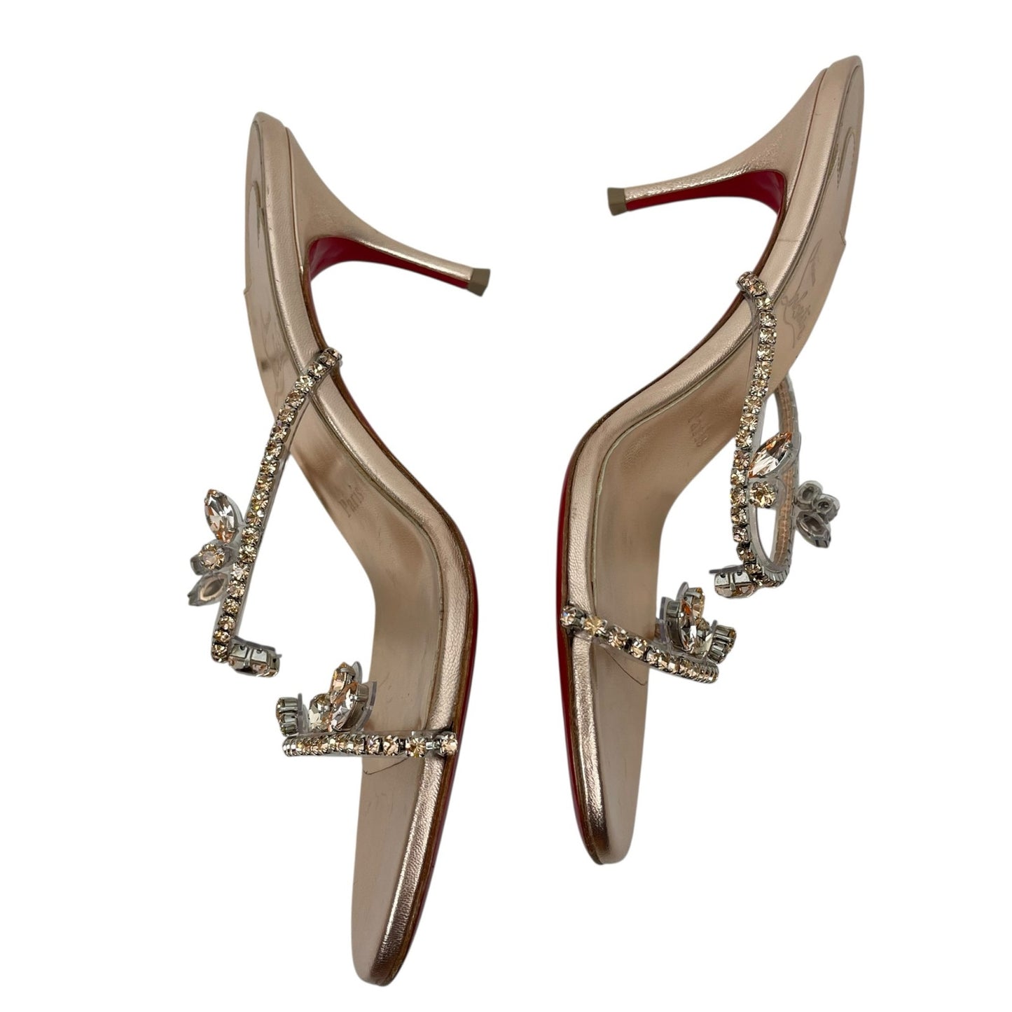Christian Louboutin Just Queen 70 Crystal Mule Sandal Gold Size 38