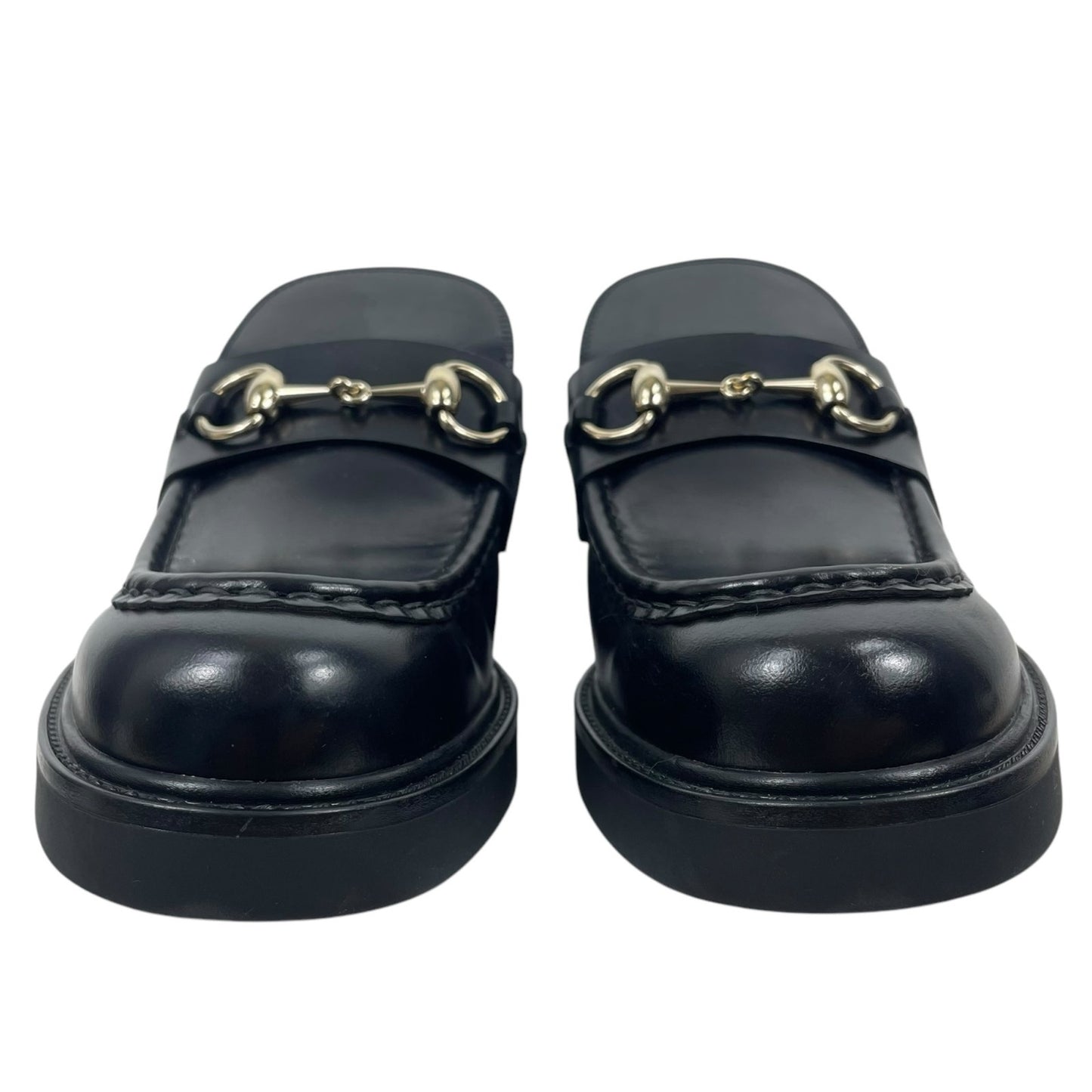 Gucci Lug Sole Leather Loafer with Horsebit Chunky Black Size 41