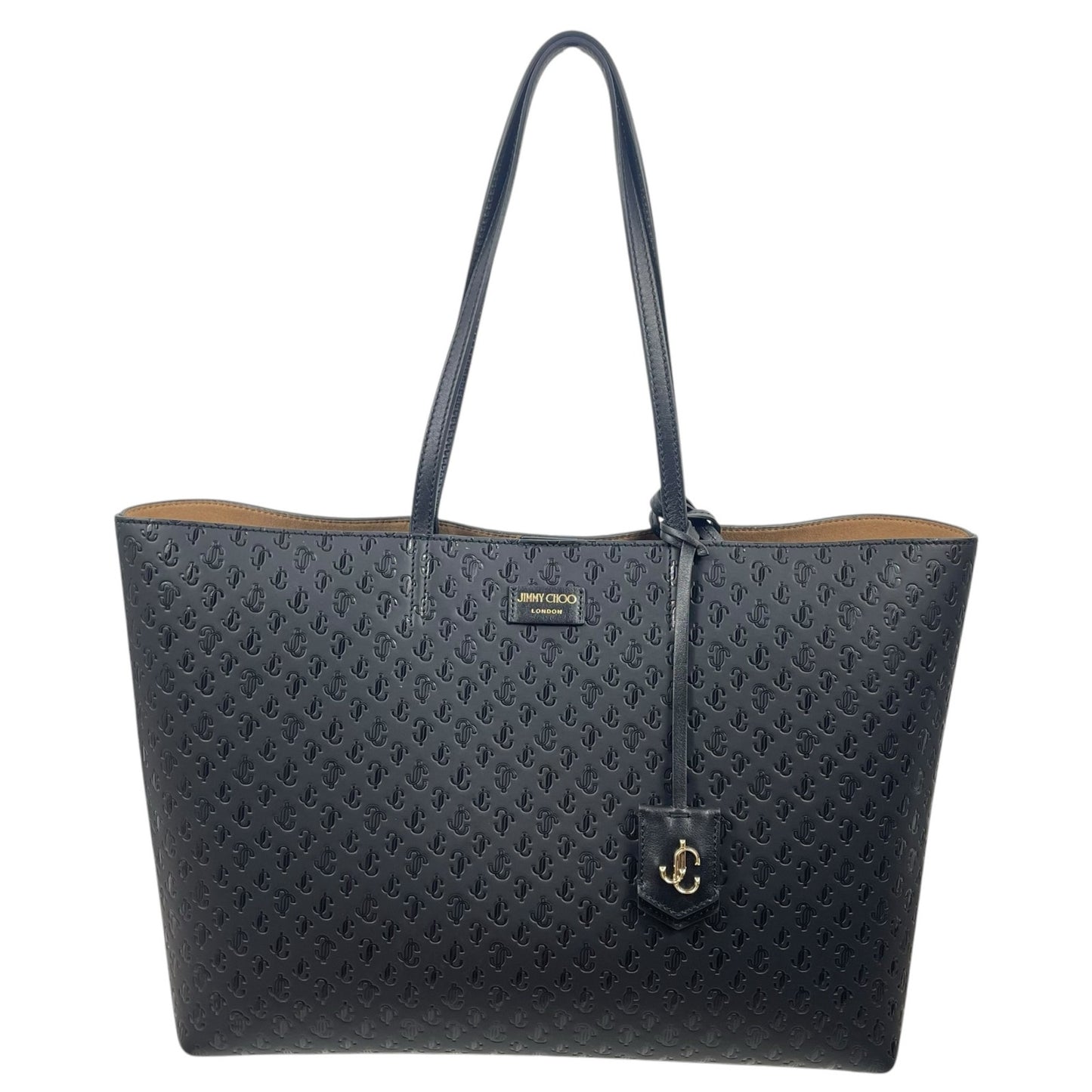 Jimmy Choo Nine2five E/W JC Monogram Leather Tote Bag Black