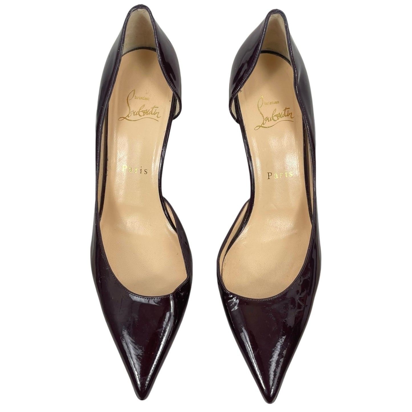 Christian Louboutin Iriza 70mm Half d'Orsay Pumps Dark Red Size 38.5