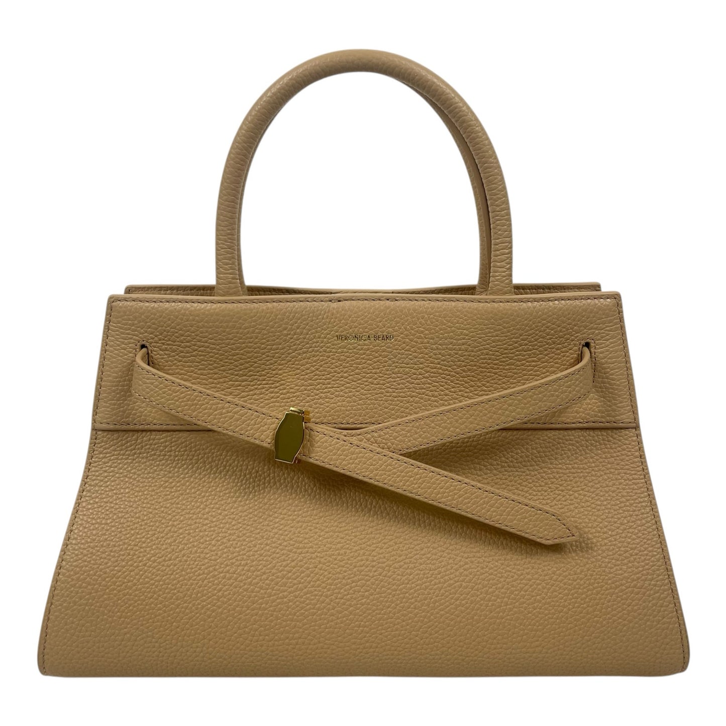 Veronica Beard Dash Bag Tan Pebble Leather Belted Handbag Sand