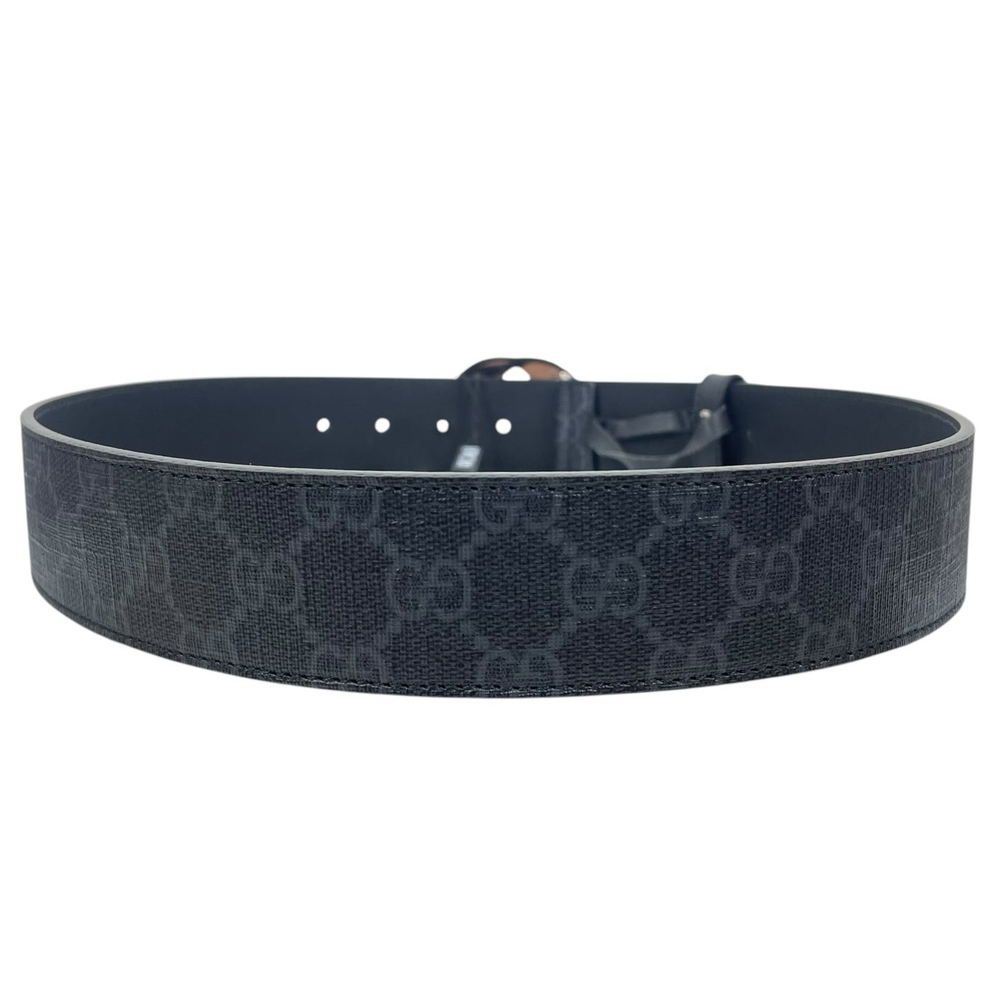 Gucci GG Interlocking Buckle Supreme Canvas Belt Black Gray Men Size 80/32