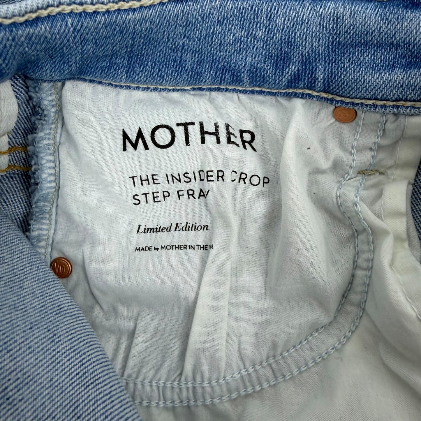 Mother The Insider Crop Jeans Step Fray Hem Limited Edition Wash Size 26
