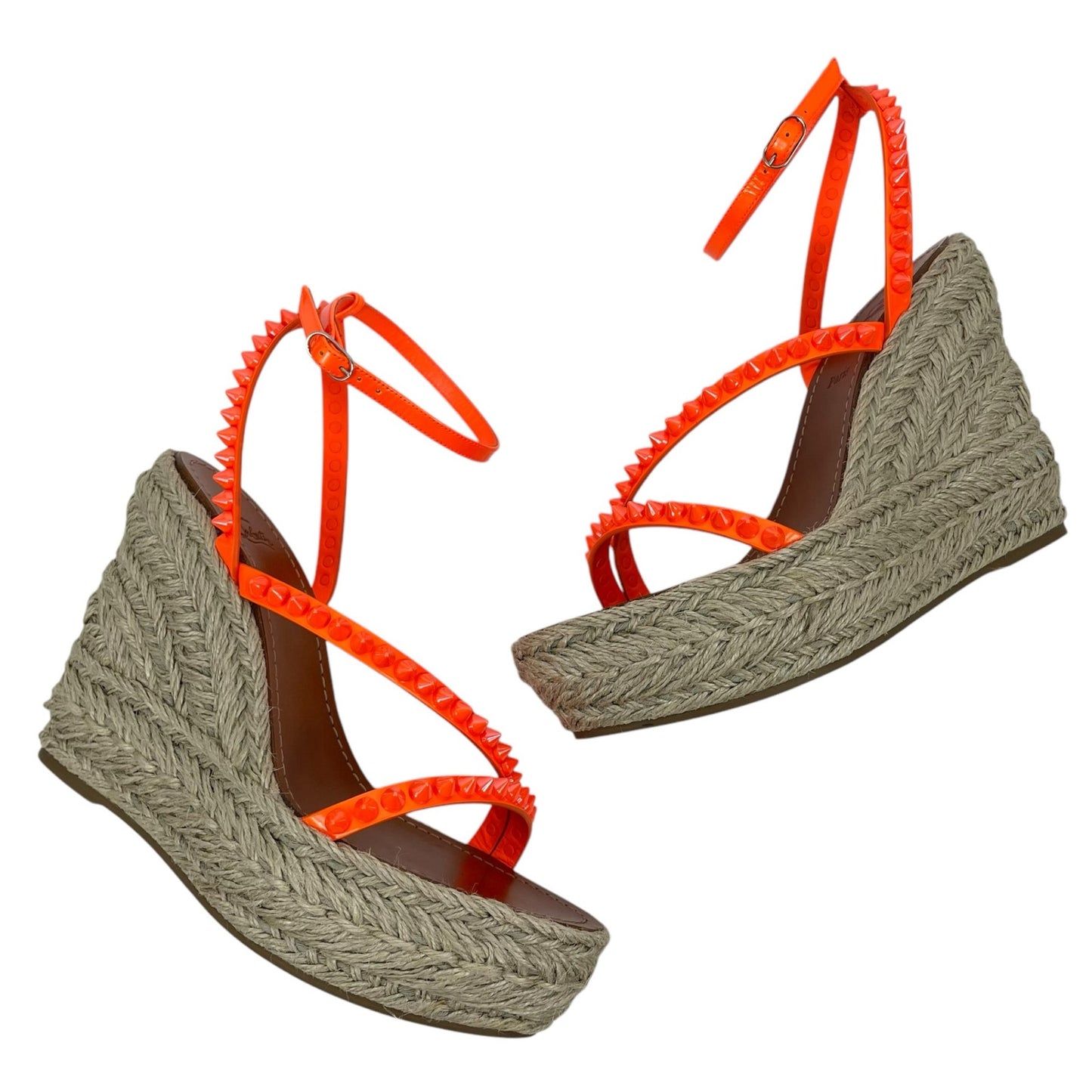 Christian Louboutin Mafaldina Zeppa 120 Wedge Sandal Orange Size 40