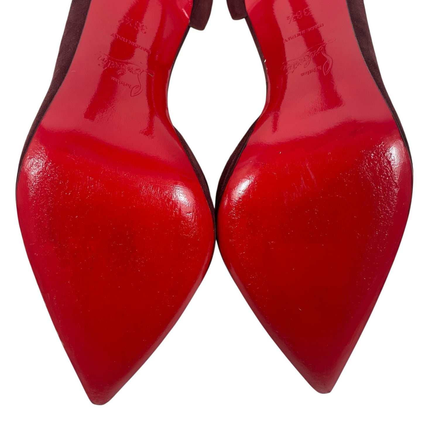 Christian Louboutin Iriza 100mm Half d'Orsay Suede Pump Burgundy Size 38.5