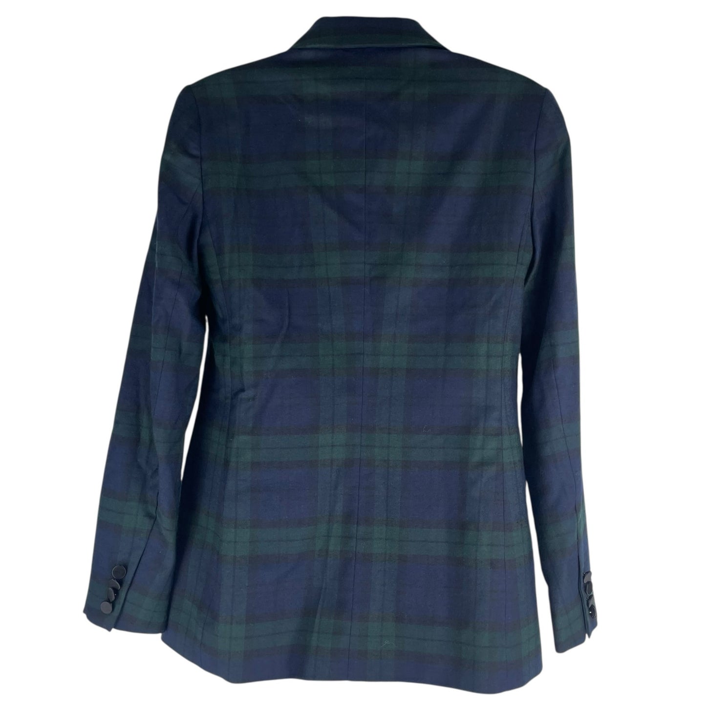 Lauren Ralph Lauren Plaid Double Breasted Satin Trim Blazer Size 2