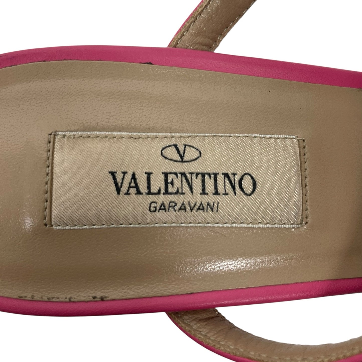 Valentino Garavani 60mm Rockstud Leather Slide Heel Sandals Pink Size 40
