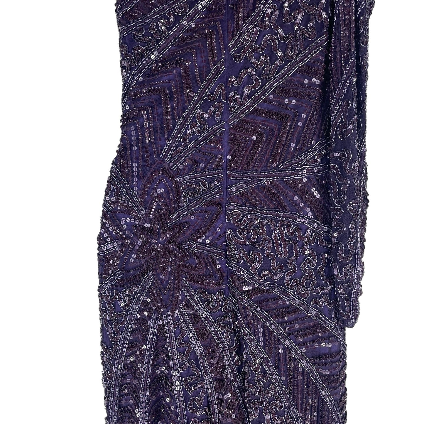 Mac Duggal Beaded One Shoulder Evening Gown Aubergine 5649 Size 6