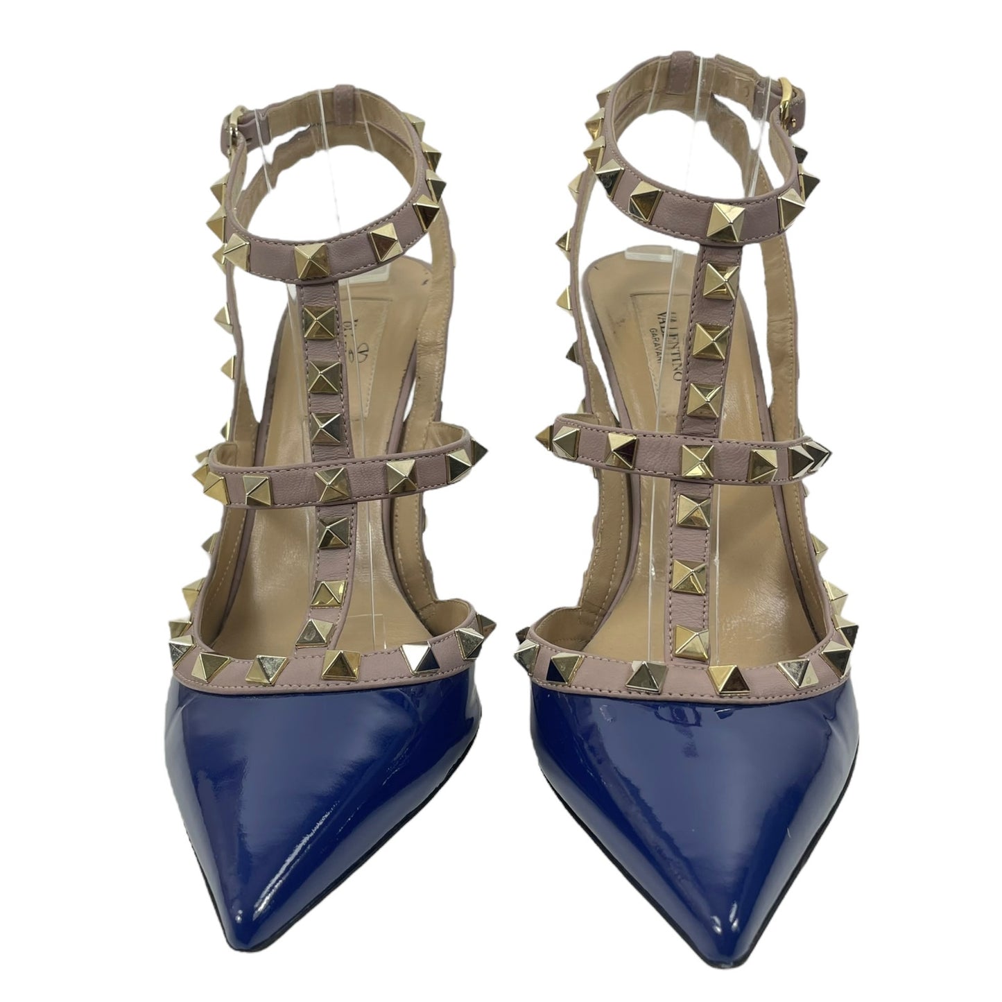 Valentino Garavani Rockstud 100mm Two Tone Caged Pump Blue Pink Size 38.5