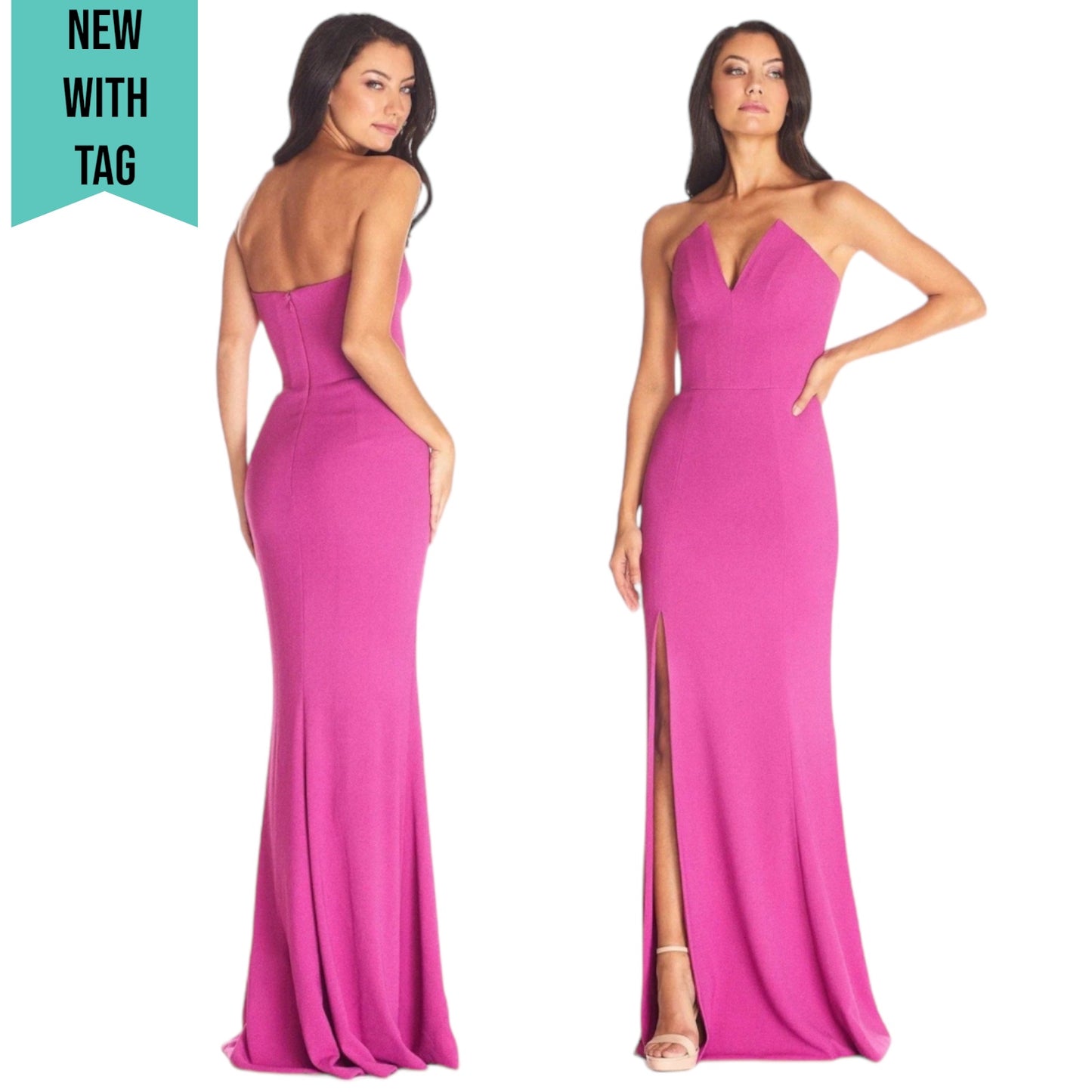 Dress the Population Fernanda Strapless Evening Gown Pink Size S