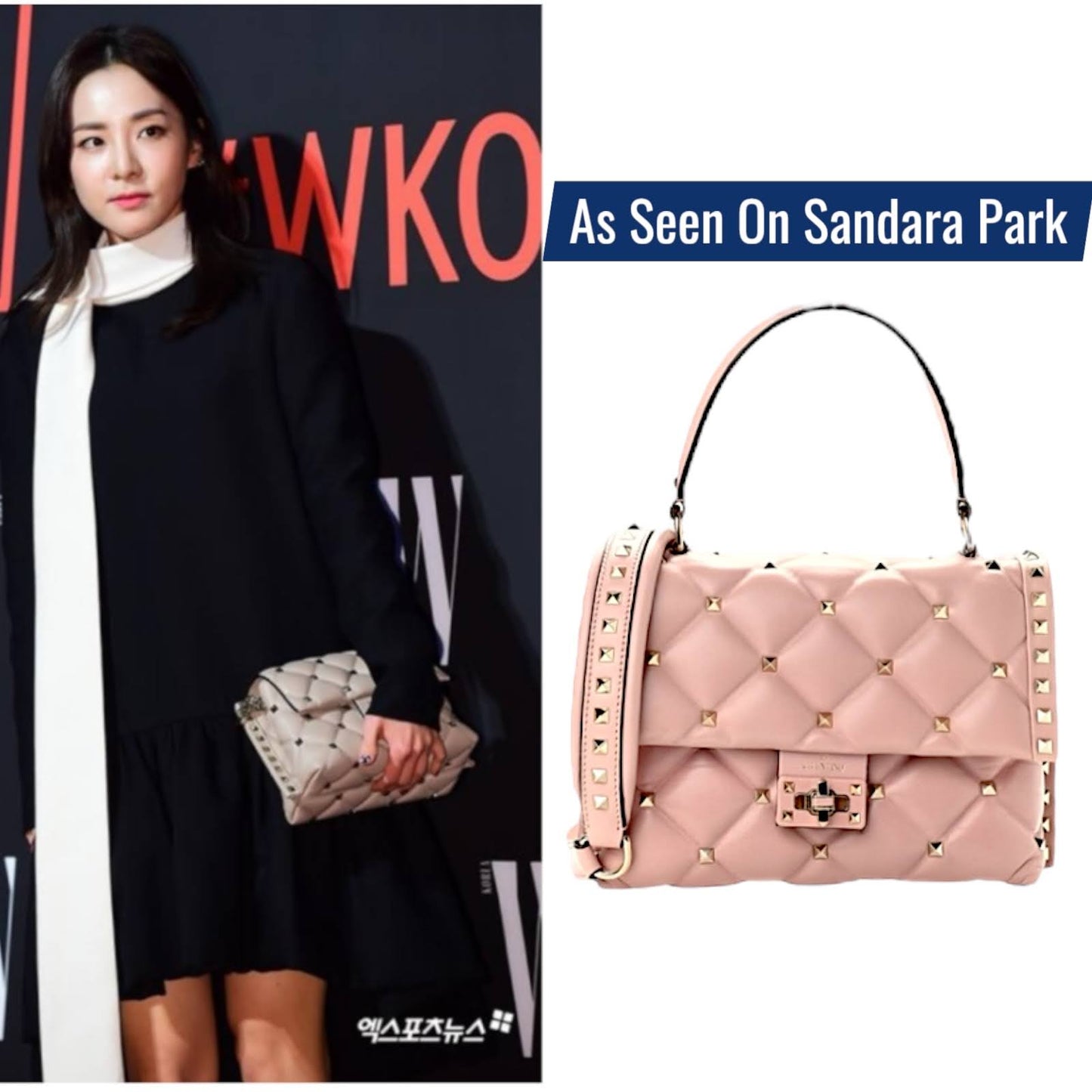 Valentino Garavani Candystud Medium Top Handle Leather Bag Rockstud Pink