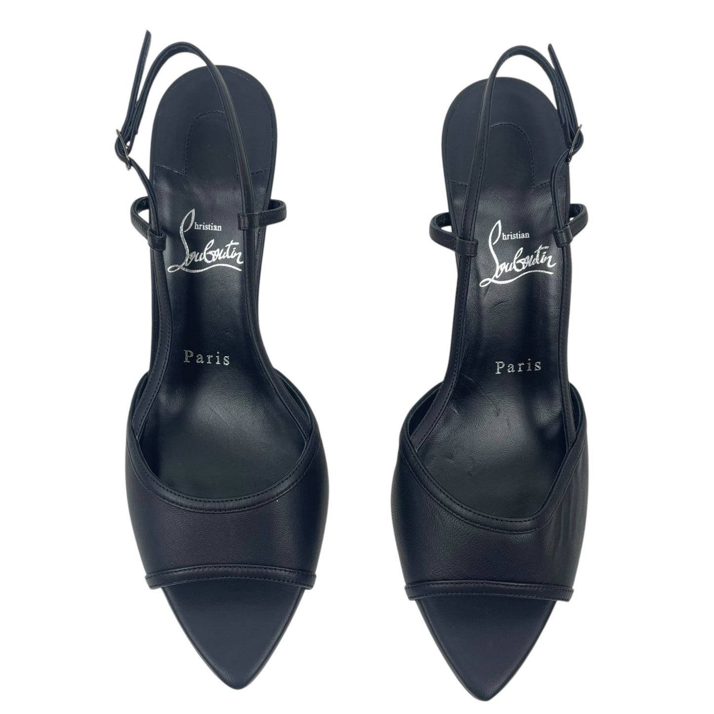 Christian Louboutin Miss Z Open Toe Slingback Sandal Black Size 39.5