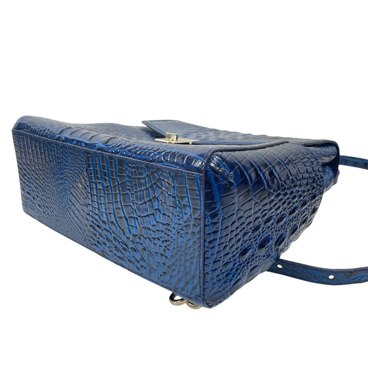 Brahmin Liz Sapphire Melbourne Convertible Backpack Croc Embossed Blue