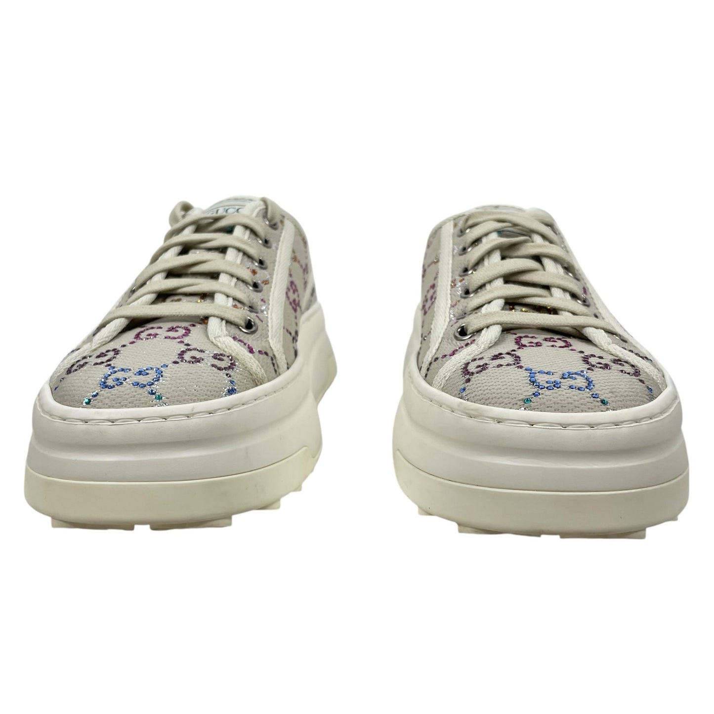Gucci 1977 Treck Multicolor Crystal GG Canvas Platform Sneaker Size 38.5