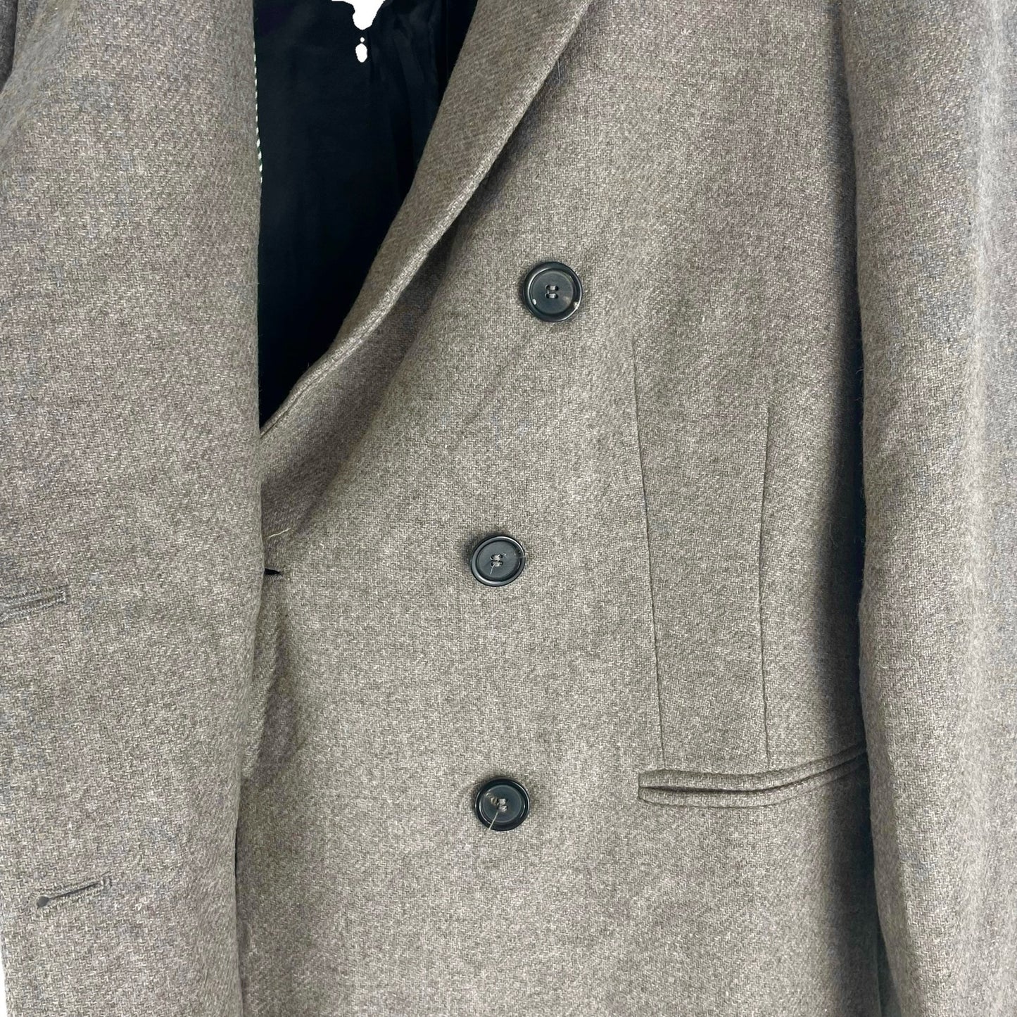 Zara Monteco Wool Blend Double Breasted Coat Ash Brown Size M