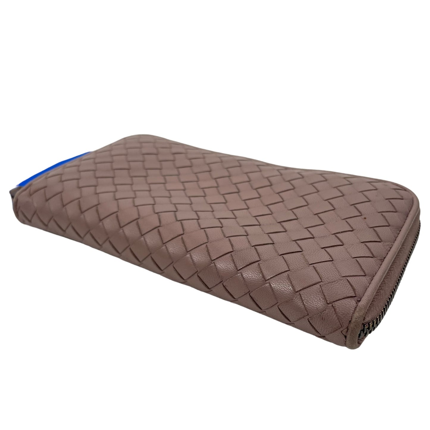 Bottega Veneta Intrecciato Zip Around Long Wallet Leather Weave Light Pink