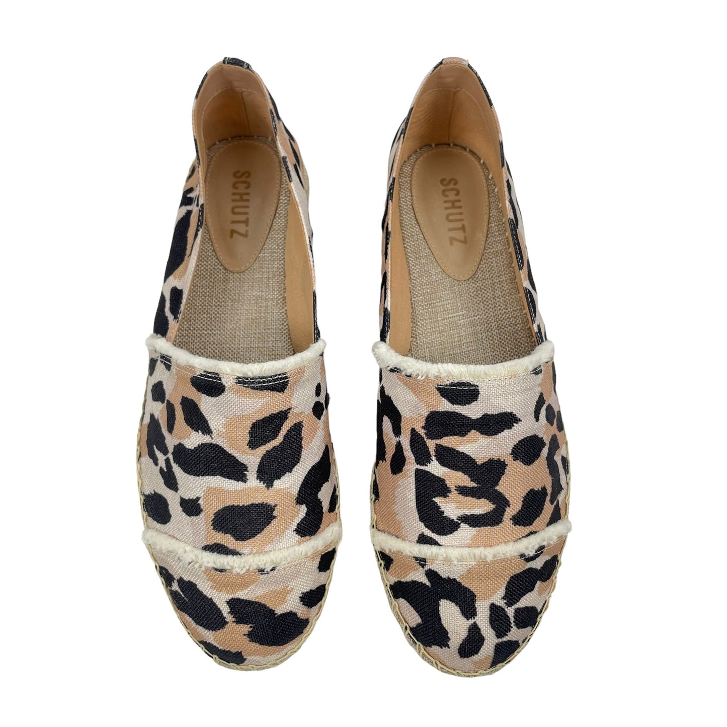 Schutz Ohanna Leopard Print Canvas Espadrilles Slip On Neutral Size 10
