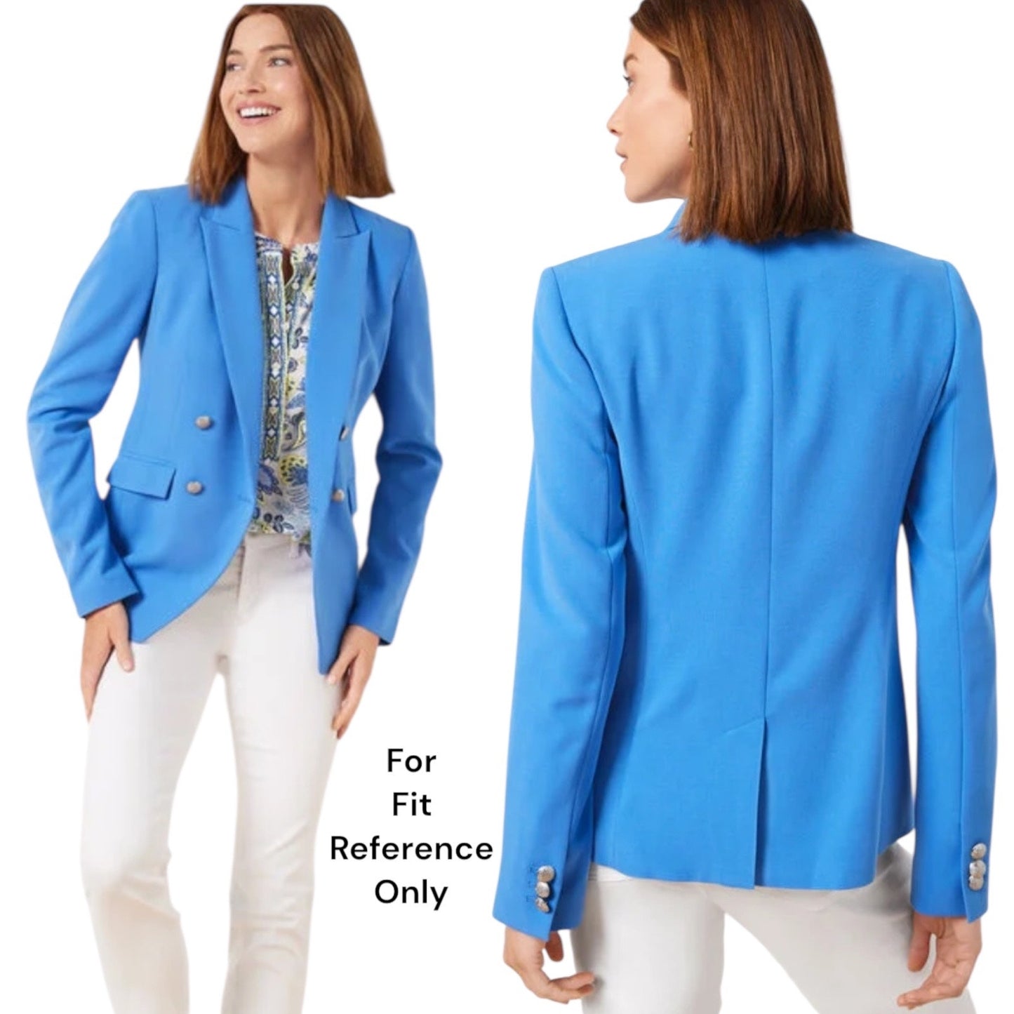 Talbots Tailored Stretch Double Breasted Blazer Jacket Blue Size 14W