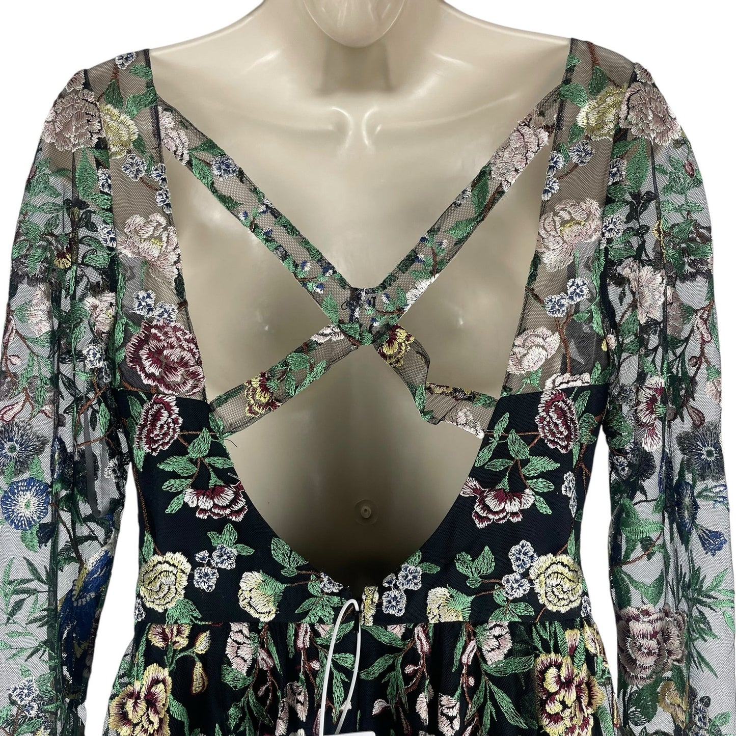 Marchesa Notte Botanical Embroidered Gown Dress Multi Color Size 6