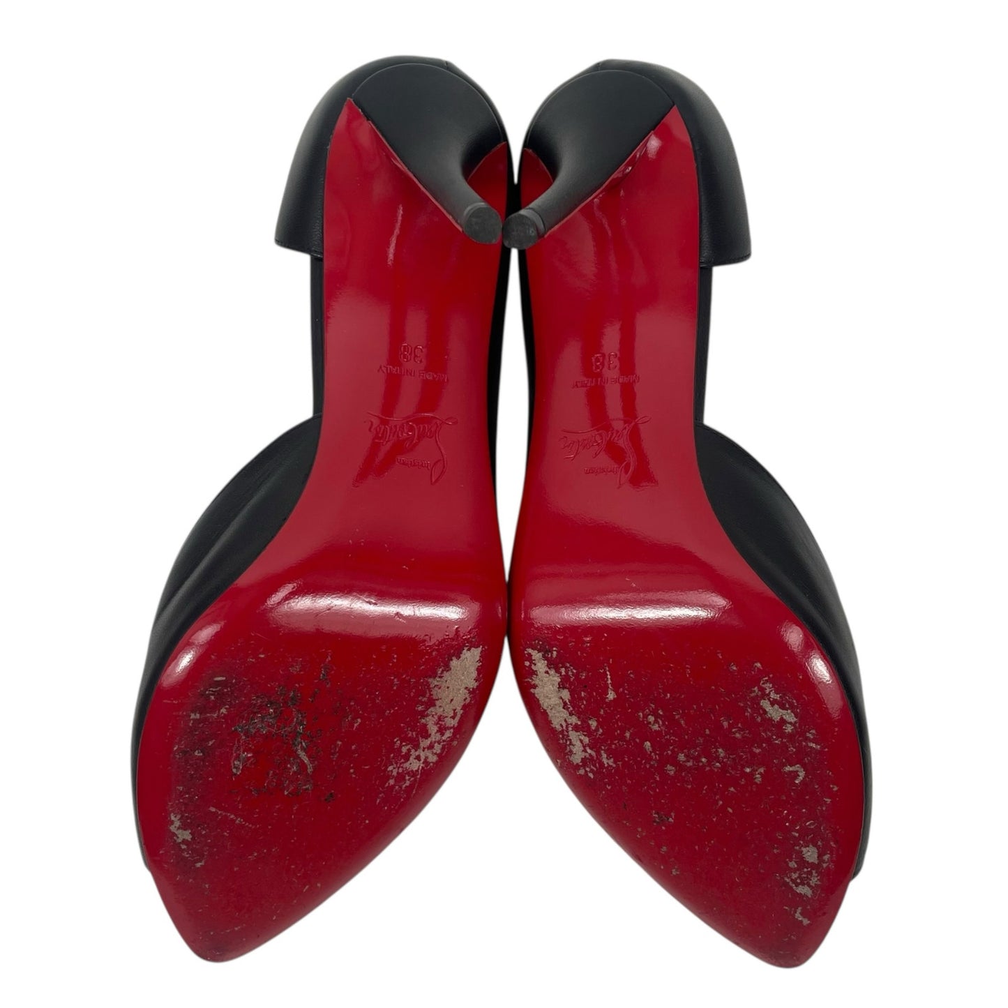 Christian Louboutin Open Apostropha 80 d'Orsay Leather Pump Black Size 38