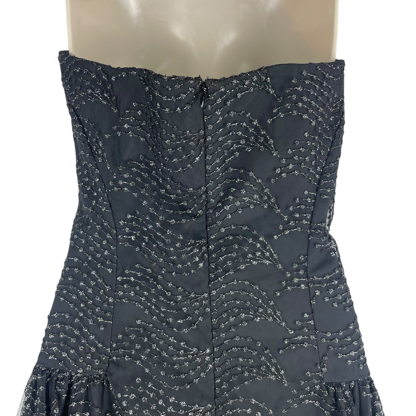 Shoshanna Olivia Metallic Scallope Mesh Halter Neck Black Dress Size 2