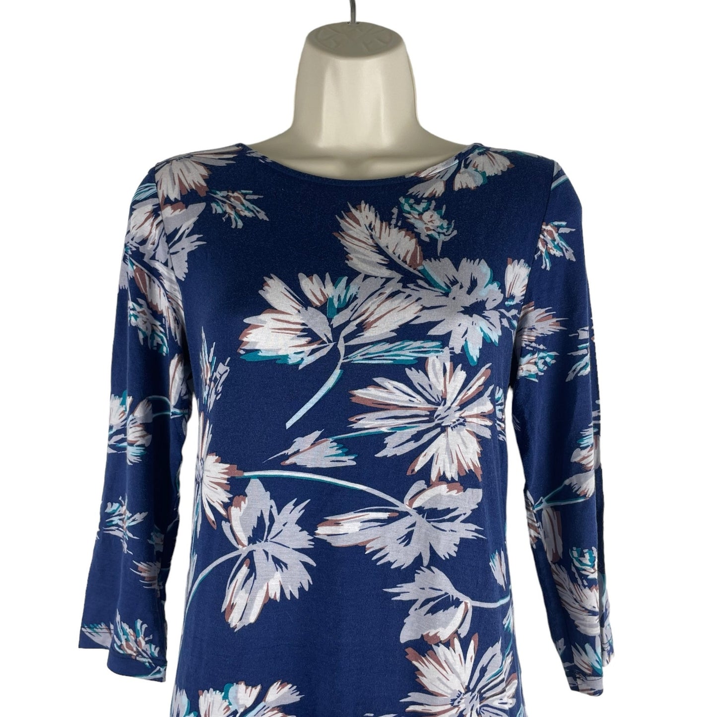 Yumi Kim Alice Floral Printed Soft Jersey Dress Navy Blue Size M